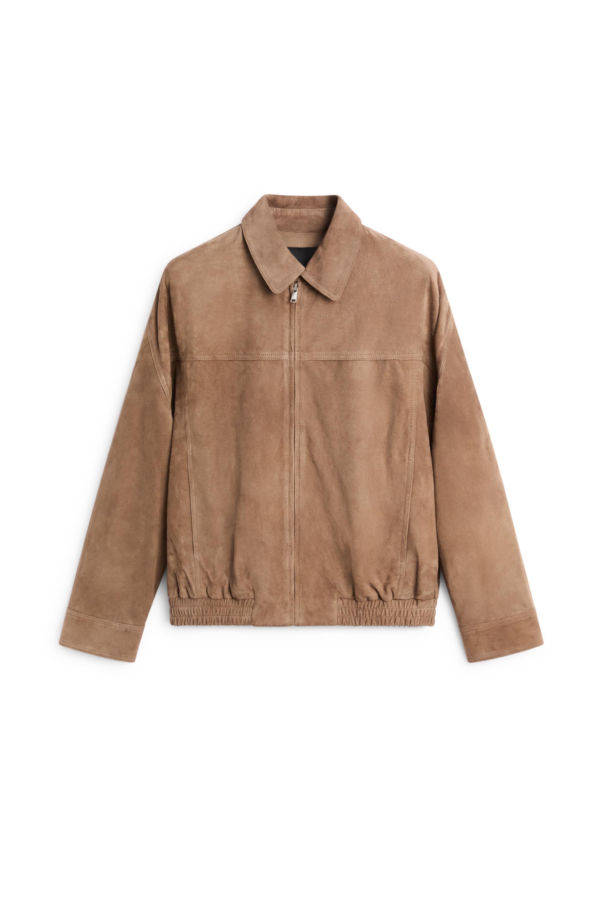 Suede bomber jacket — TAUPE GREY