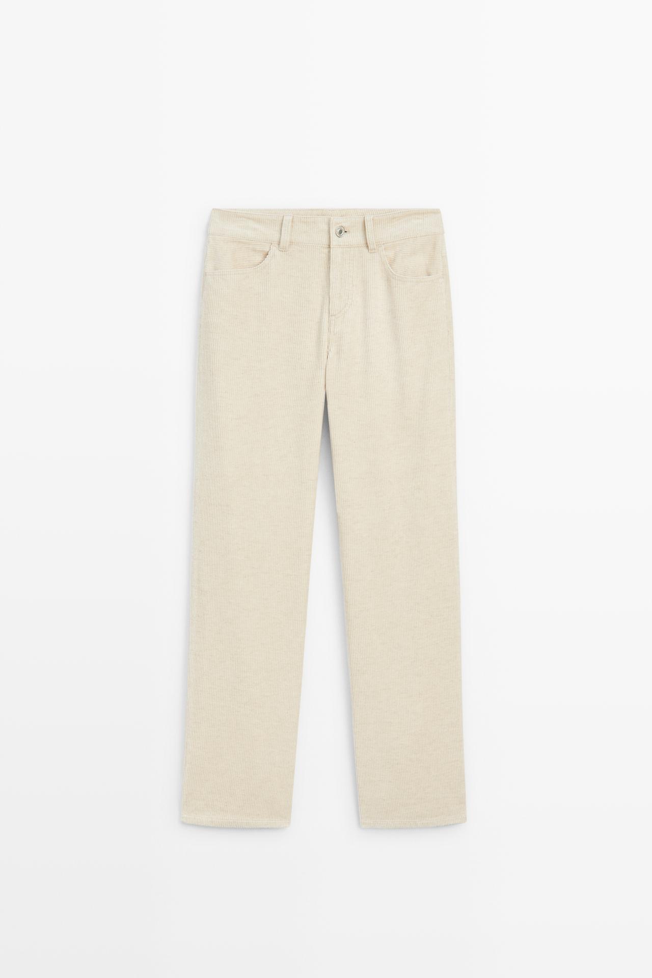 Straight-leg corduroy pants — CREAM