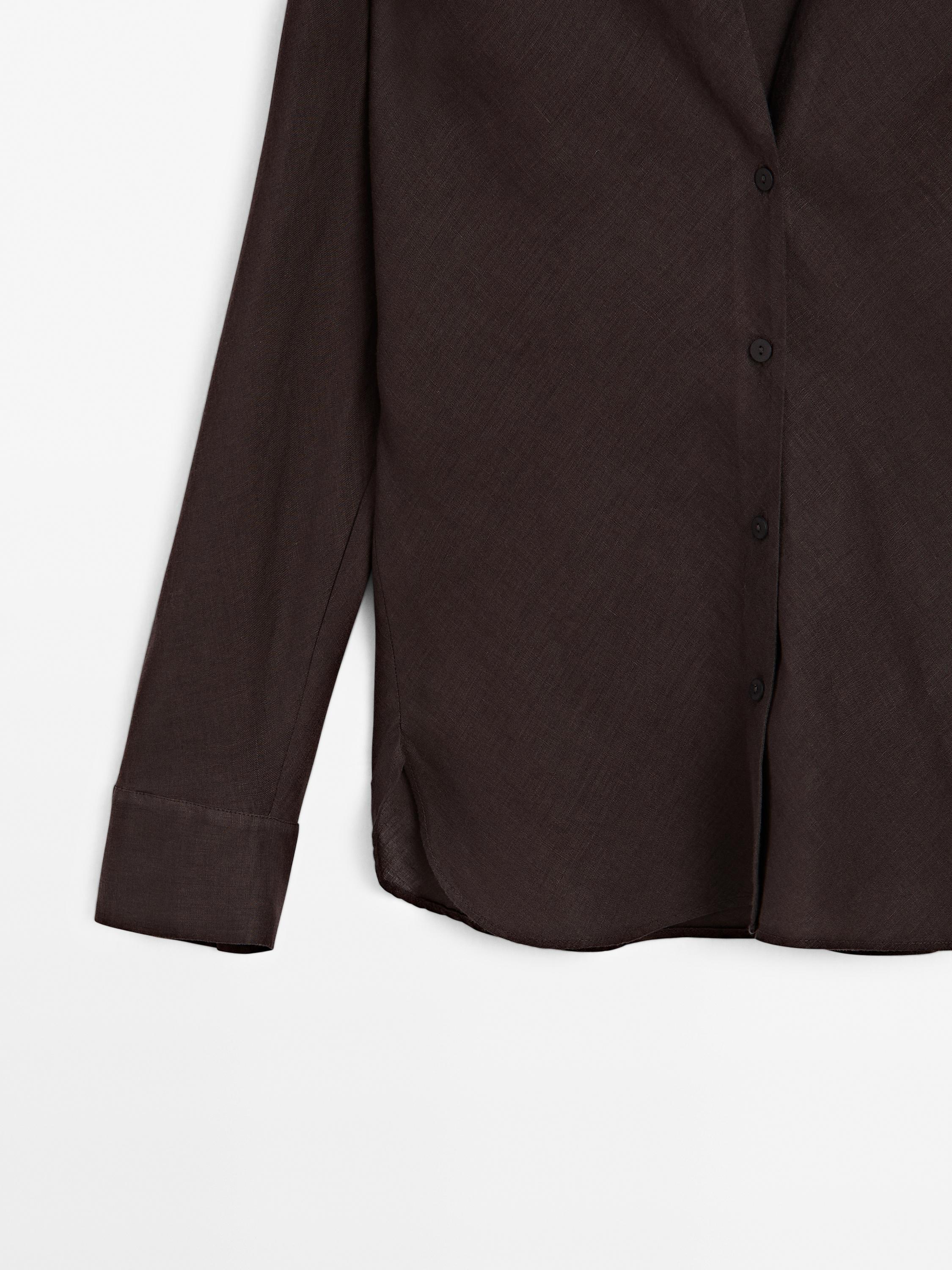 Luźna koszula z lnu ze stójką