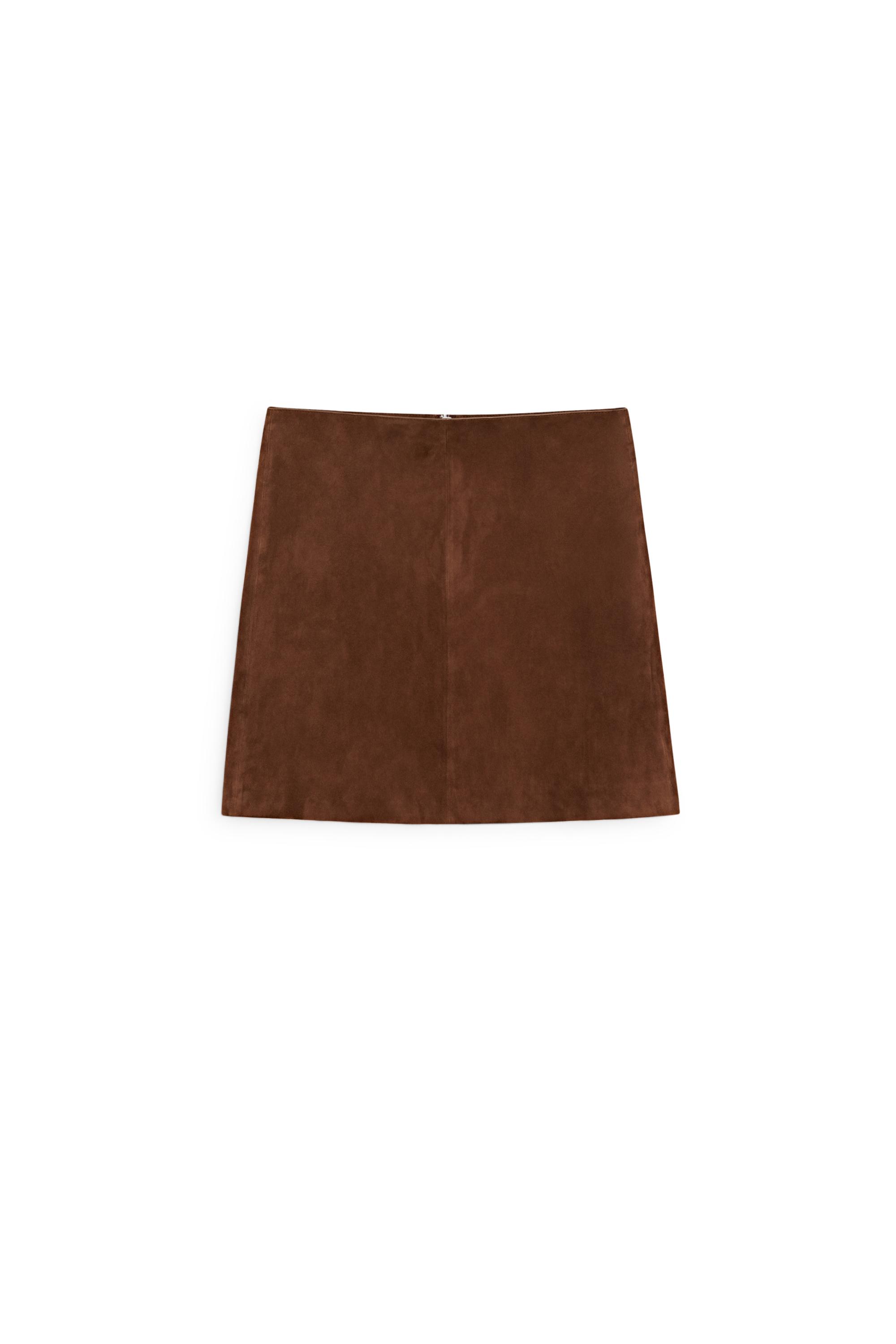 Suede leather mini skirt — MOLE BROWN