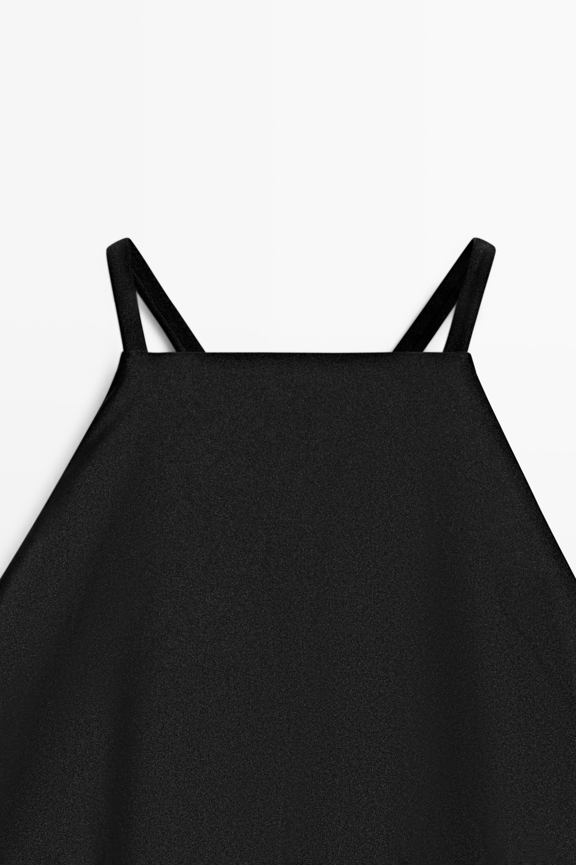 Shimmery halter swimsuit — BLACK