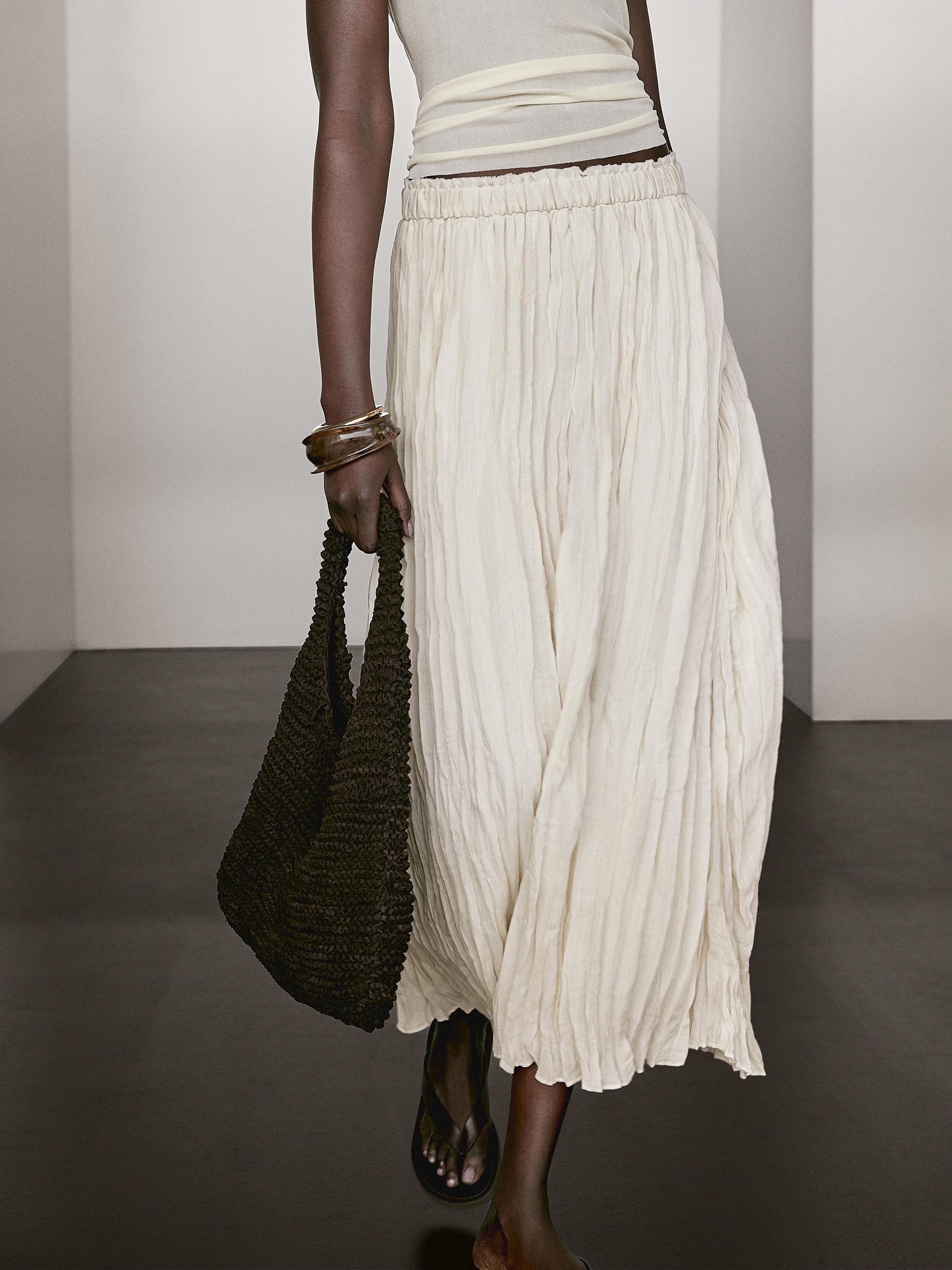 Jupe midi ample plissée