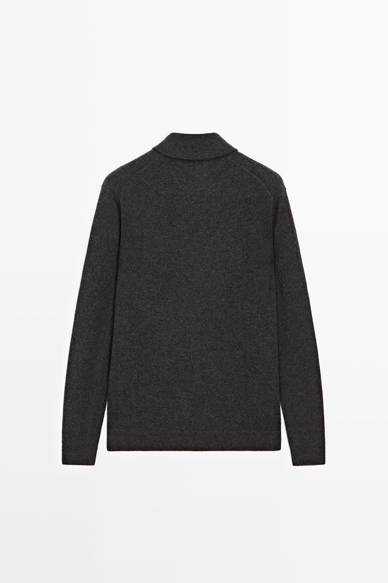 100% cashmere knit polo sweater — CHARCOAL