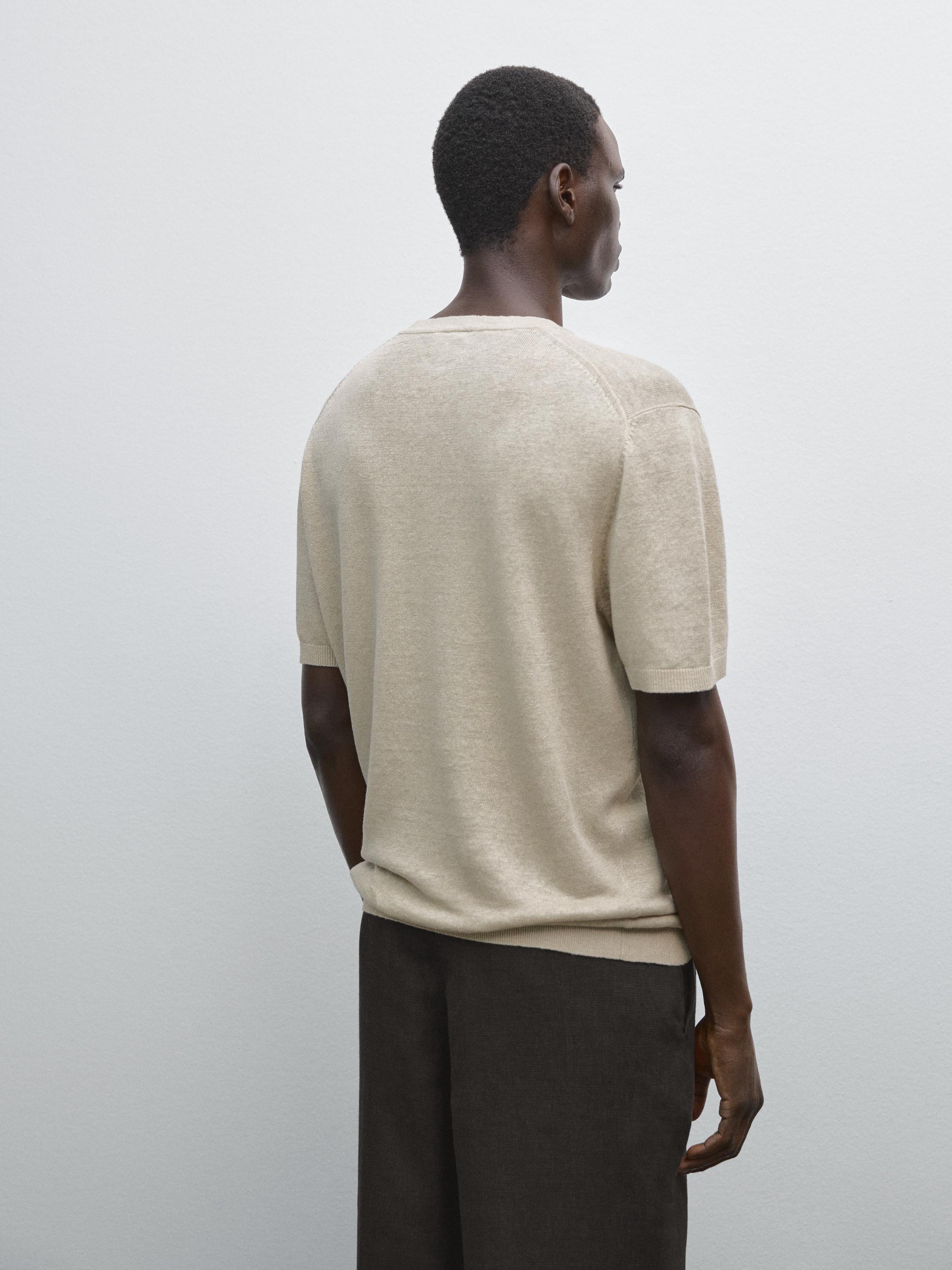 100% linen short sleeve knit T-shirt