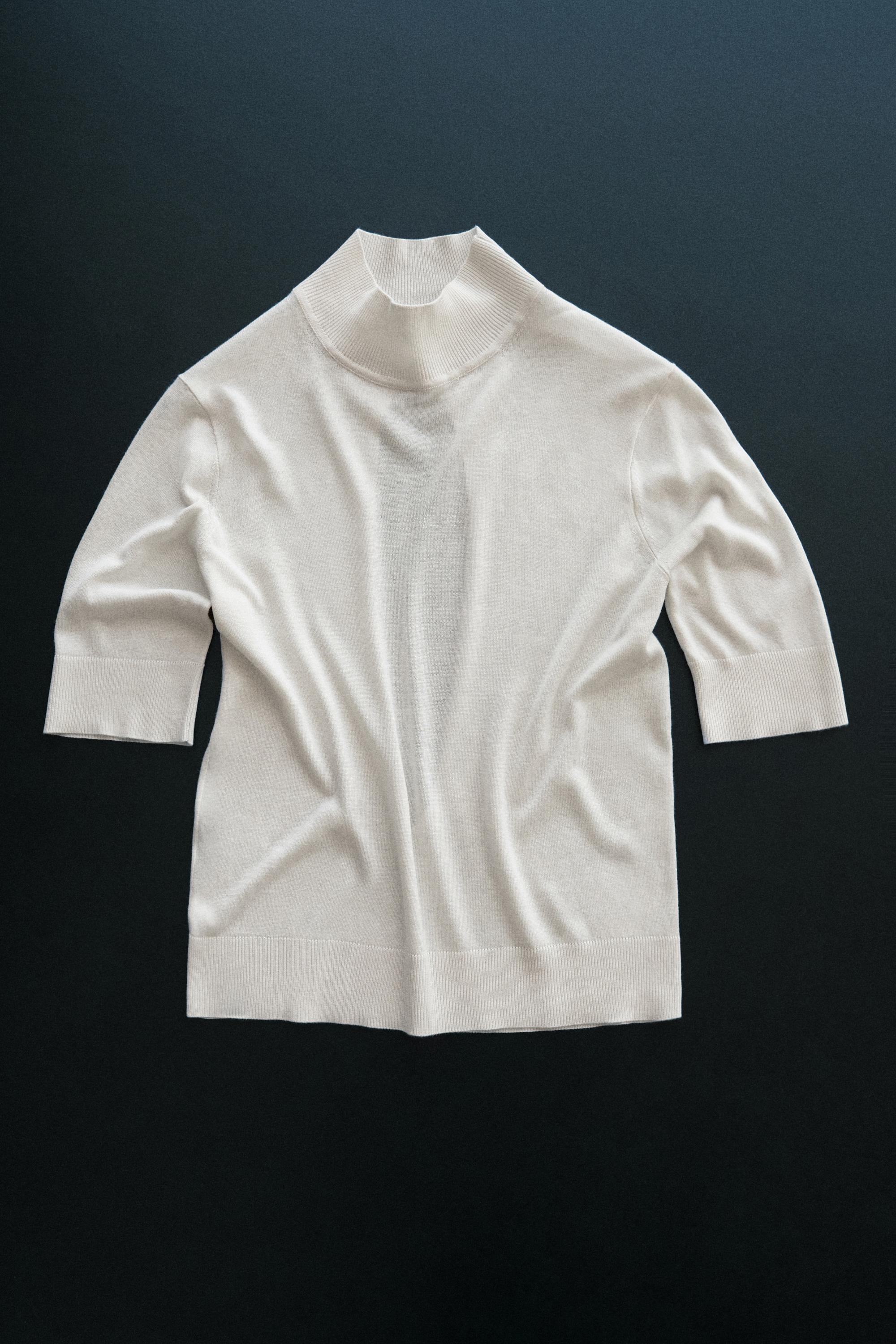Silk blend knit sweater with back detail - STUDIO — IVORY