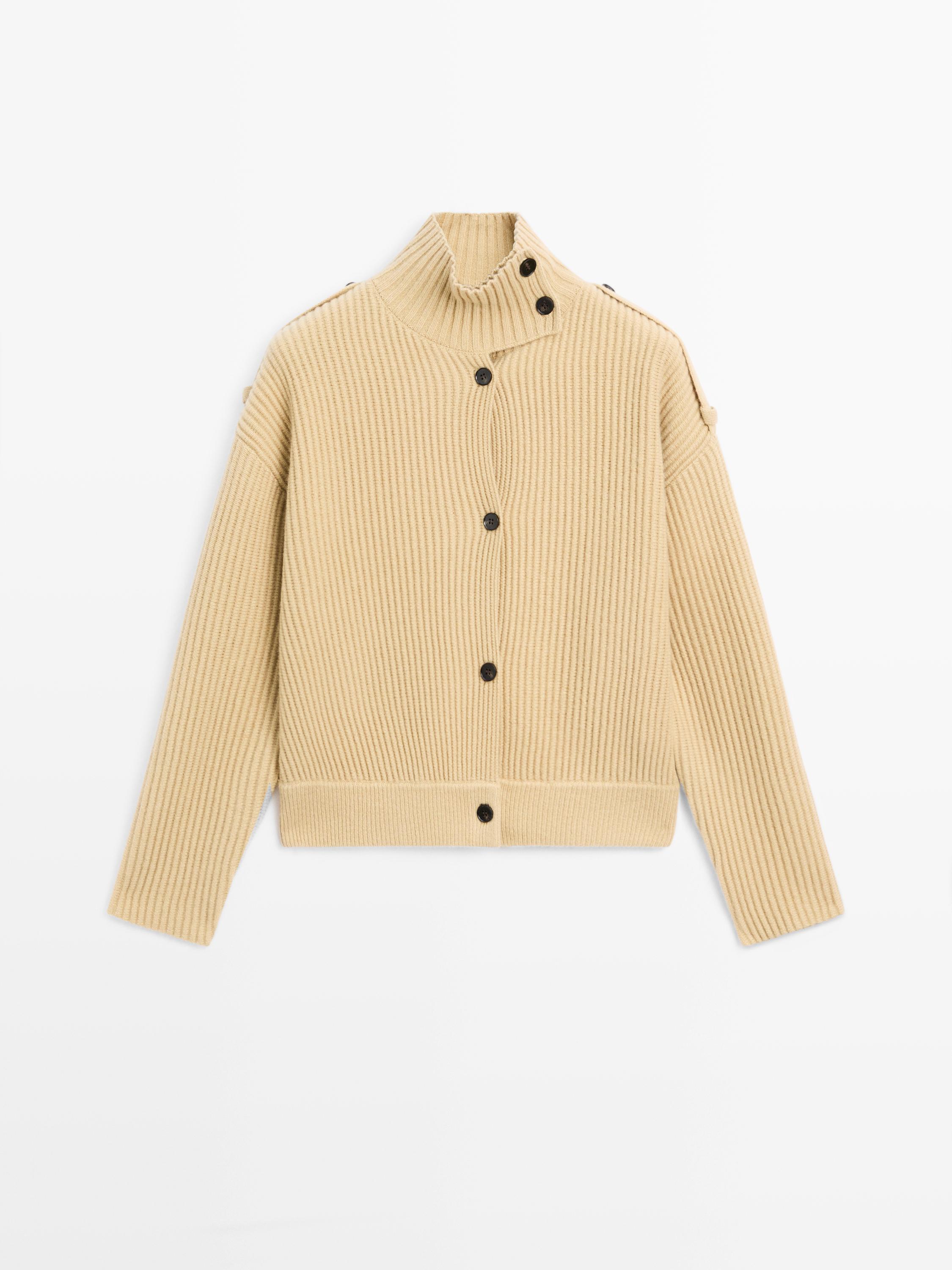 100% wool turtleneck cardigan