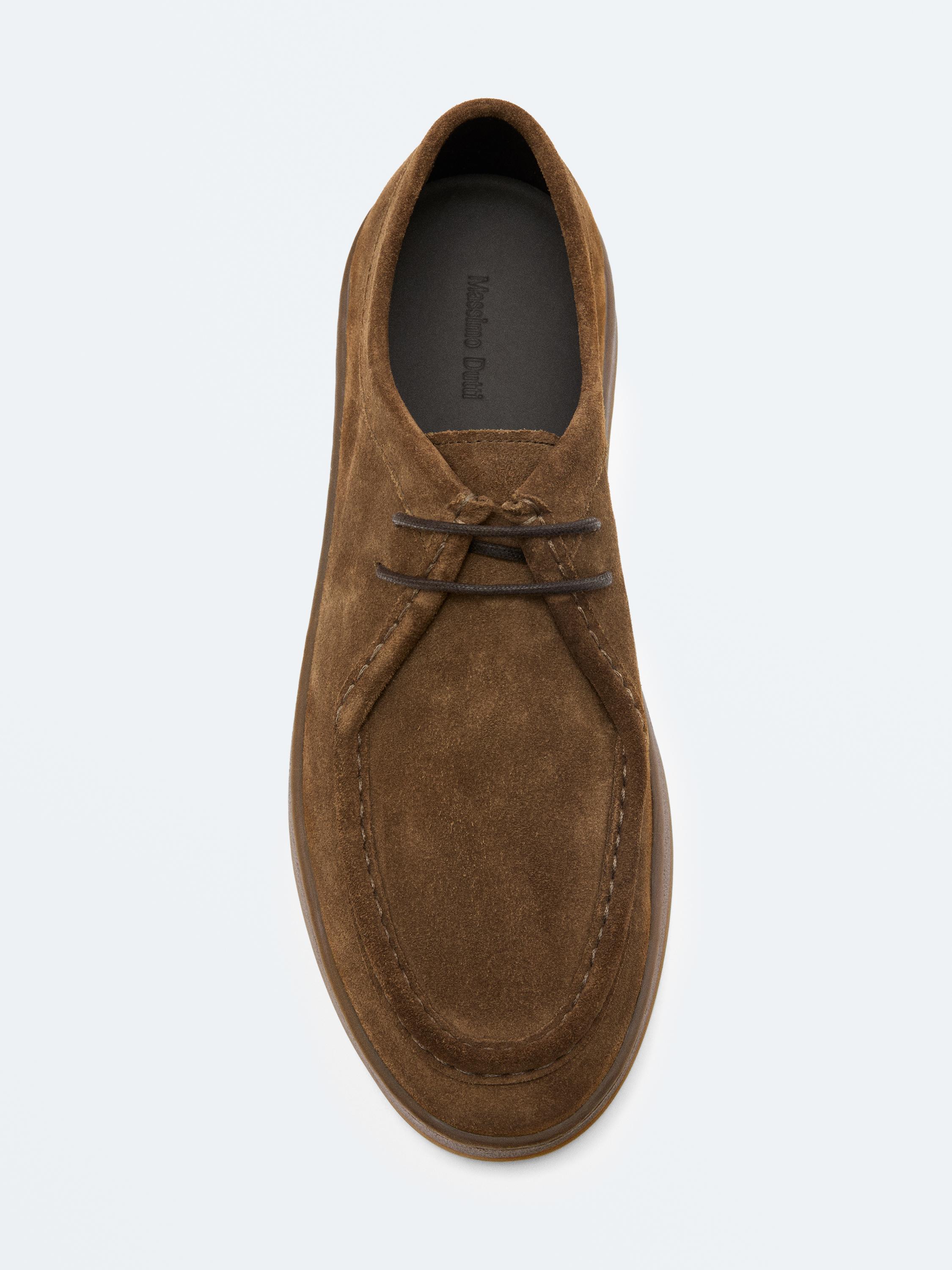Leather shoes with moc toe and chunky sole — BROWN