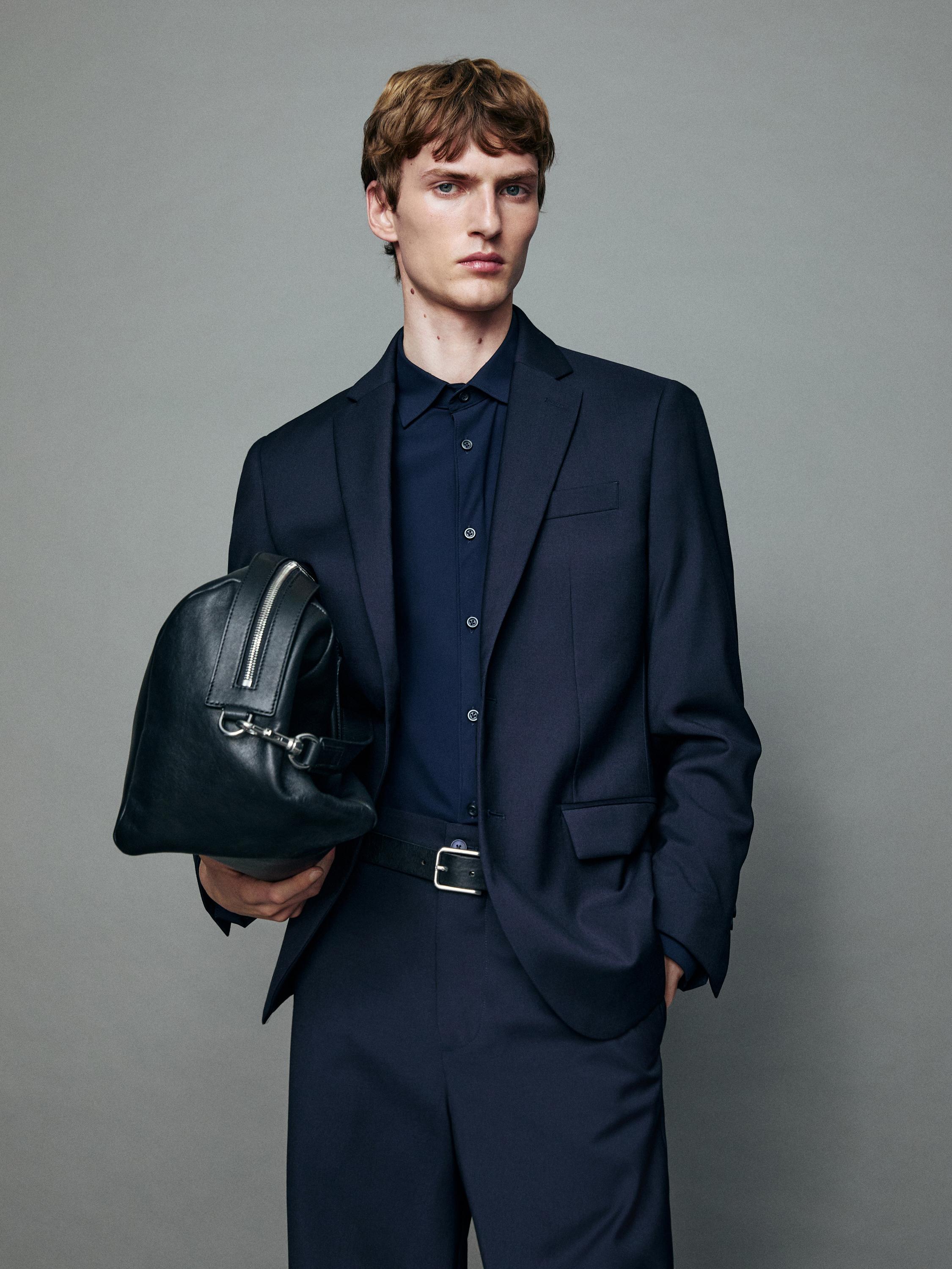 100% cool wool suit blazer — NAVY BLUE