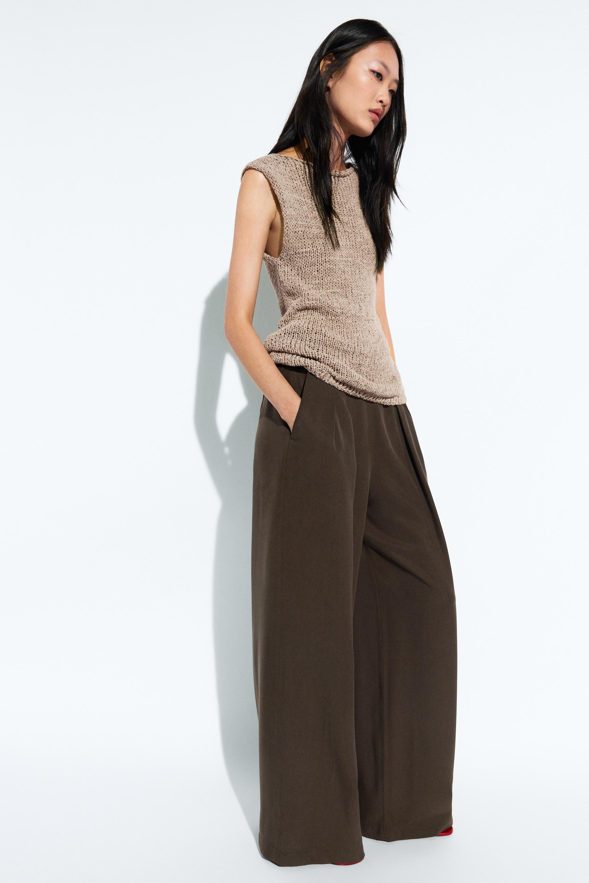 Pantaloni Ampi Morbidi Con Pince - Marrone - 36 (It 40) - Massimo Dutti - Female-image