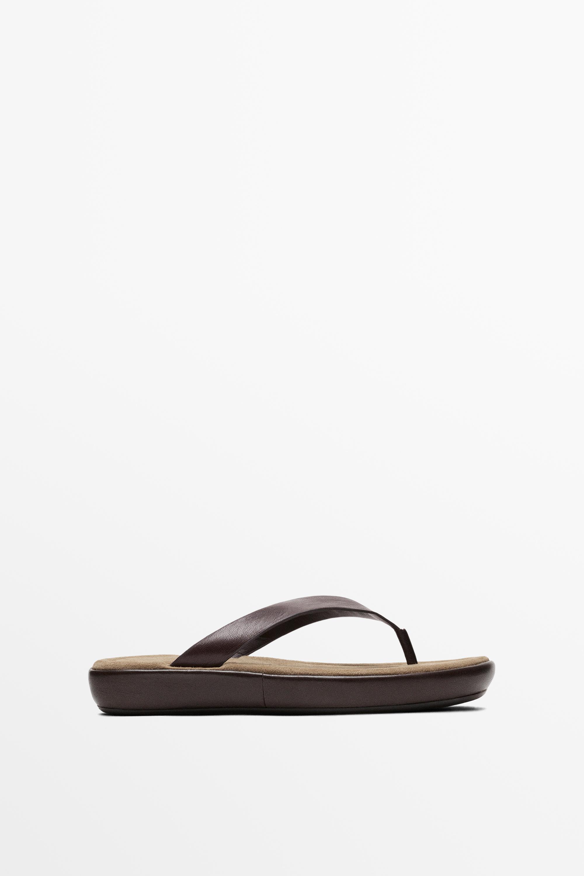 Leather platform sandals — BROWN