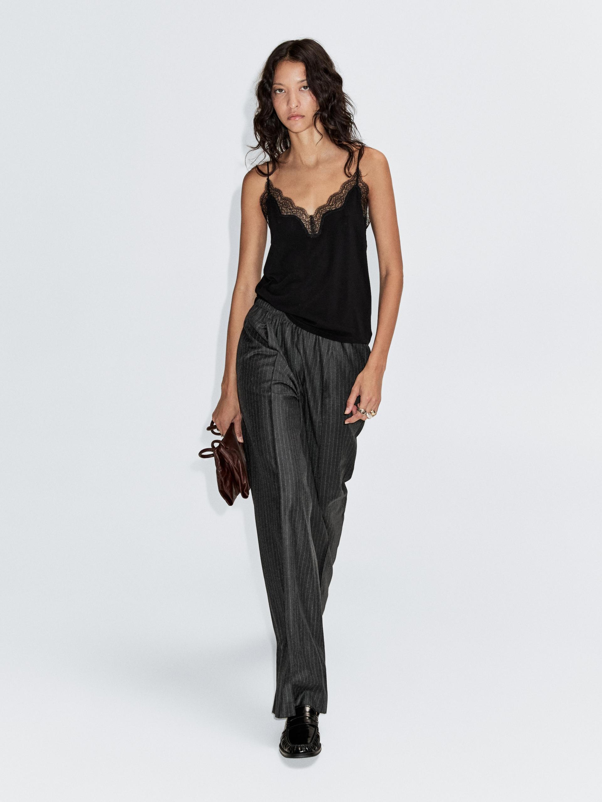 Pantaloni Gessati Con Pince - Grigio - 36 (It 40) - Massimo Dutti - Femminile