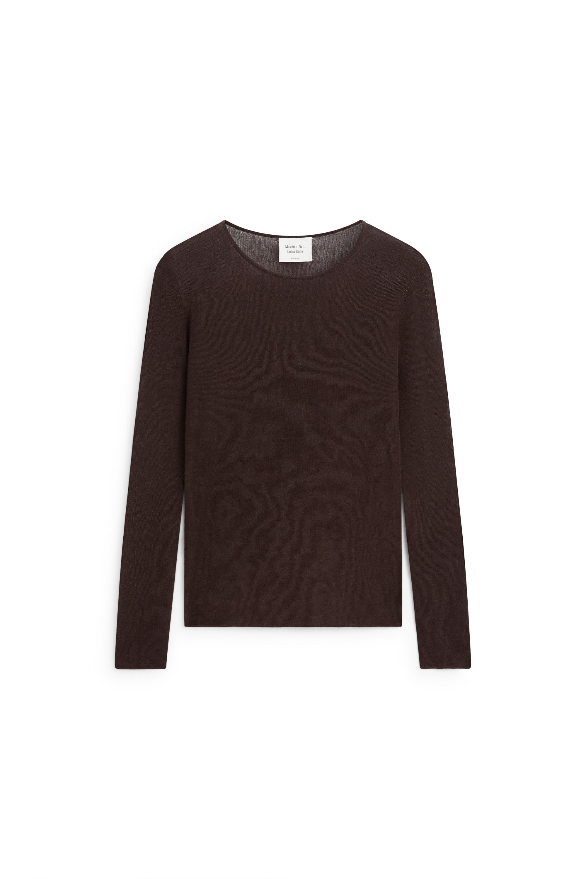 Transparent silk blend top with long sleeves - LIMITED EDITION — BROWN