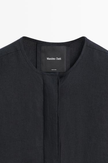 100% linen puff bomber jacket — DARK BLUE 9