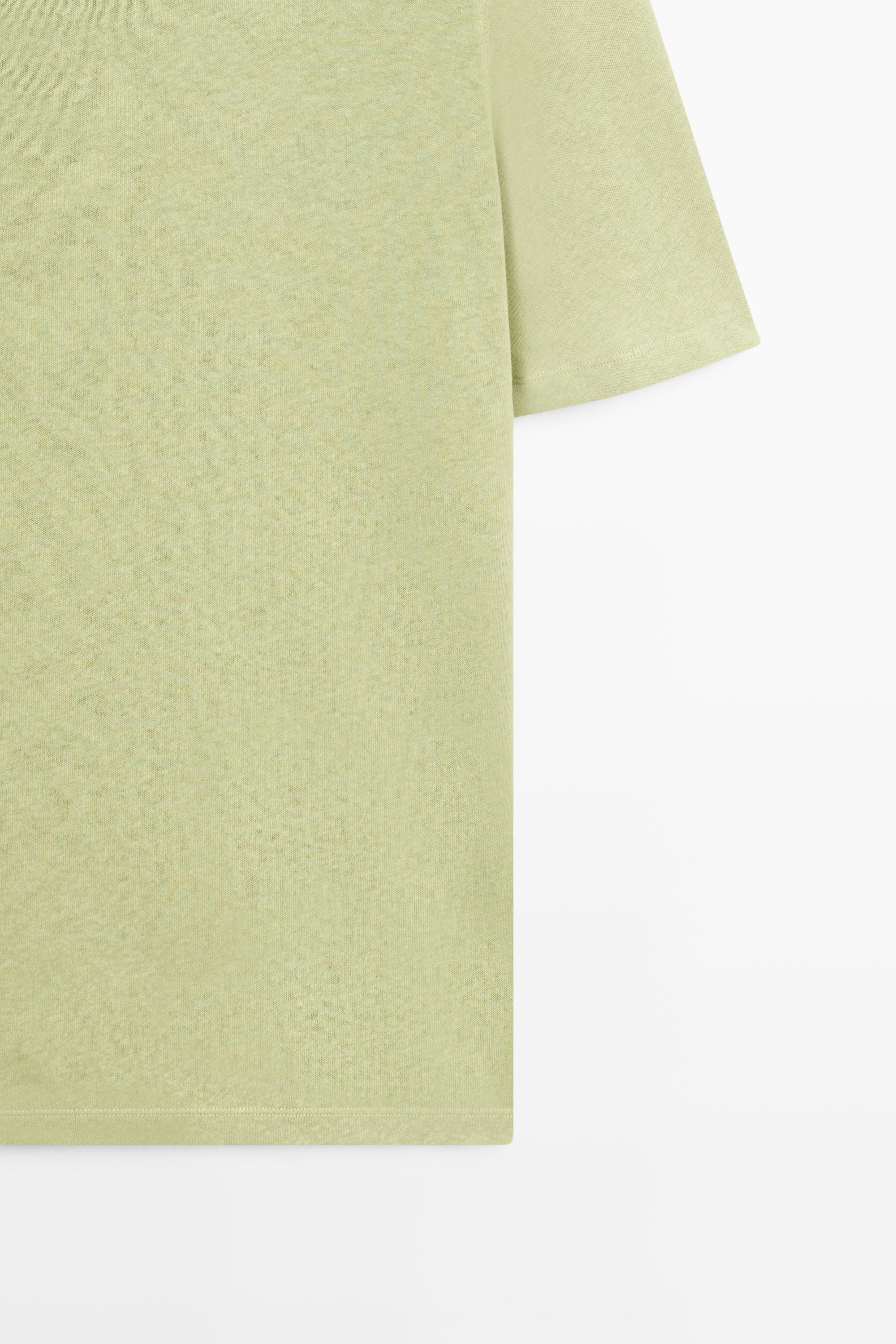 Short sleeve linen and cotton T-shirt — GREEN