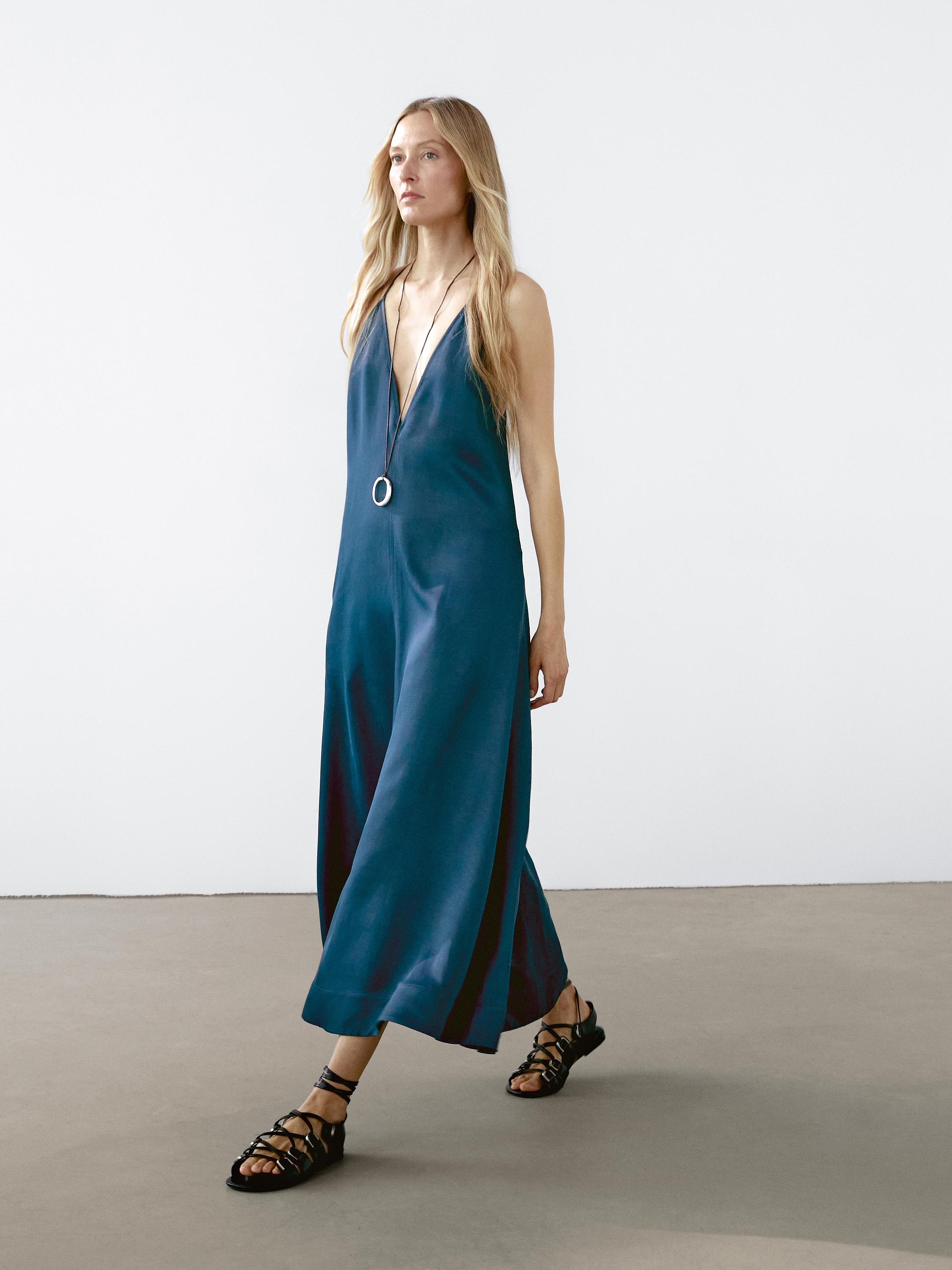 Long flowing V-neck dress