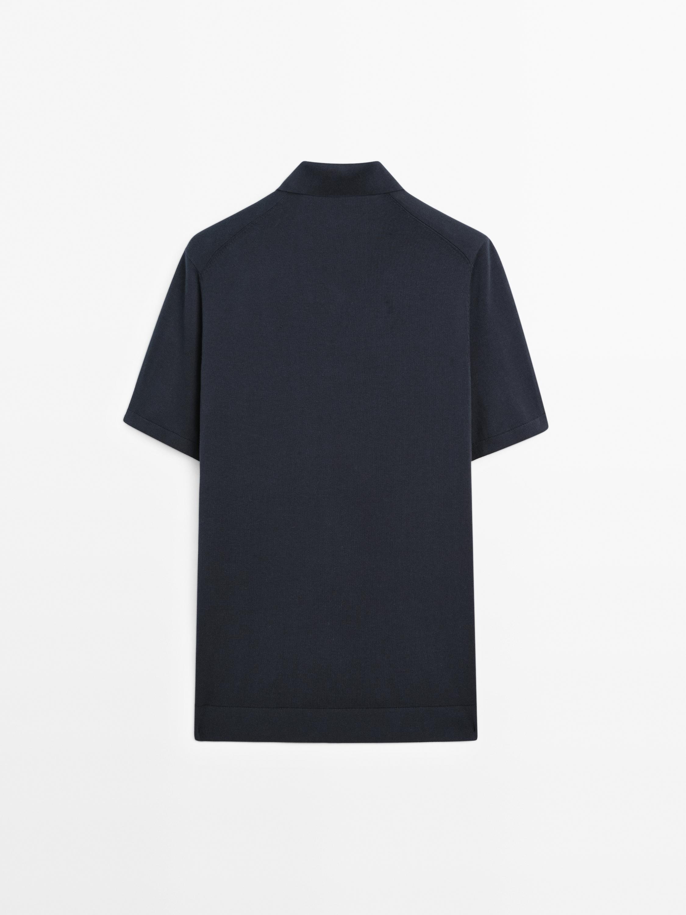Short sleeve cotton knit polo shirt