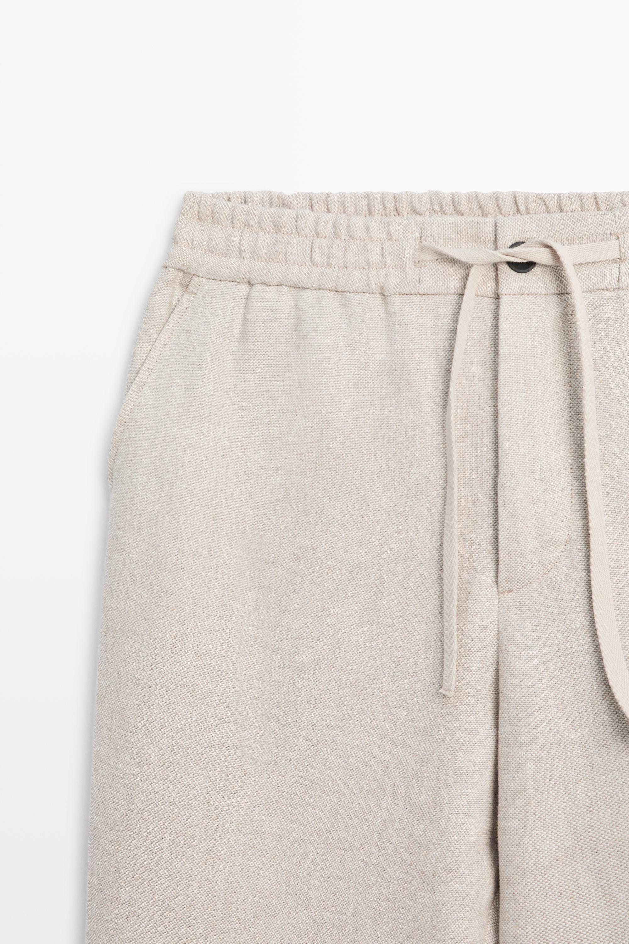 100% linen textured co-ord pants — CREAM