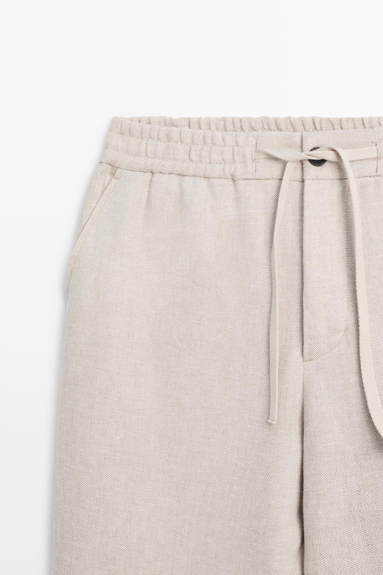 100% linen textured co-ord pants — CREAM