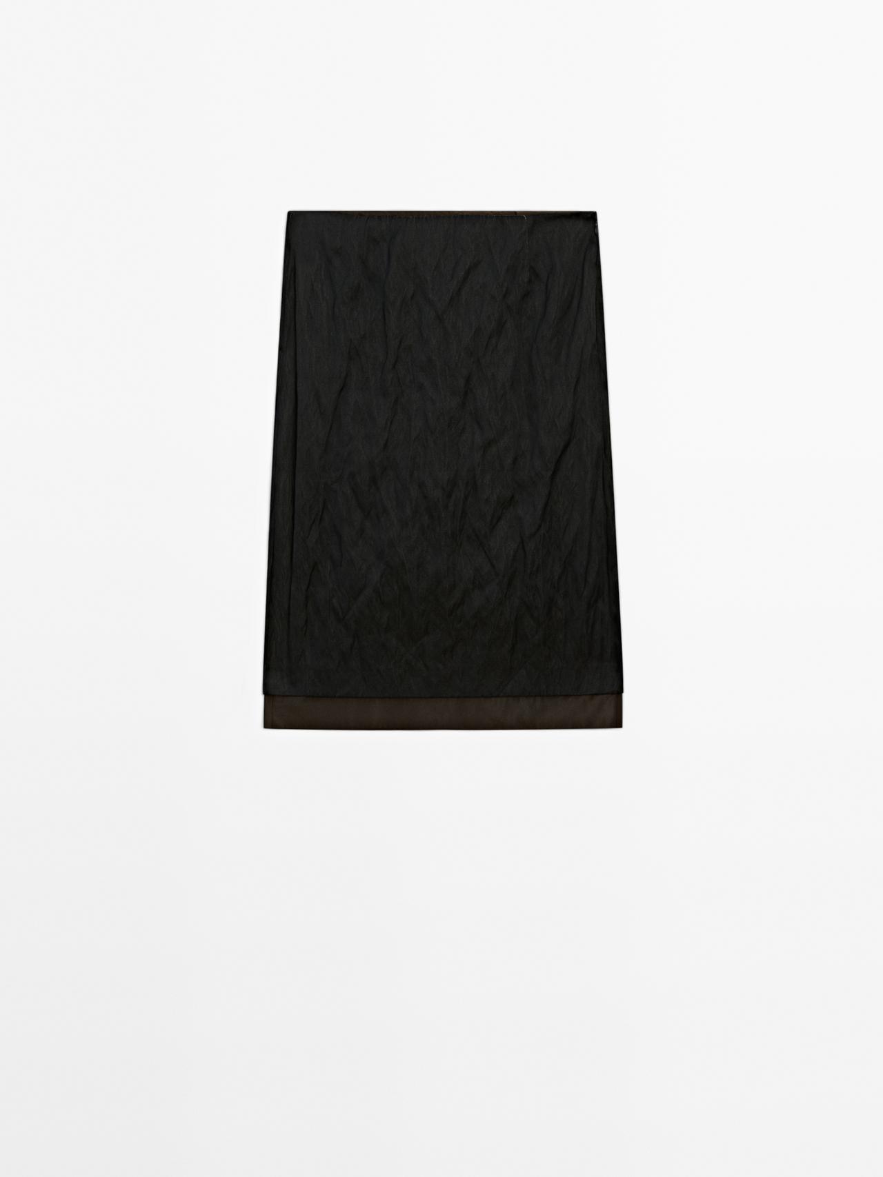 Massimo Dutti - Dame - Strukturvævet Nederdel I Dobbelt Stof - Sort - 36