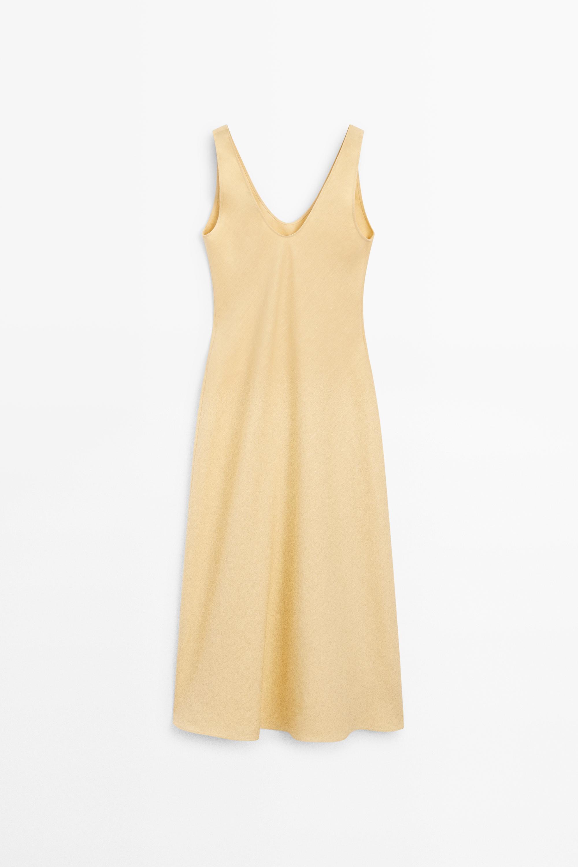 massimo dutti orange linen dress MASSIMO DUTTI LINEN CORAL DRESS | 6649/963 | M