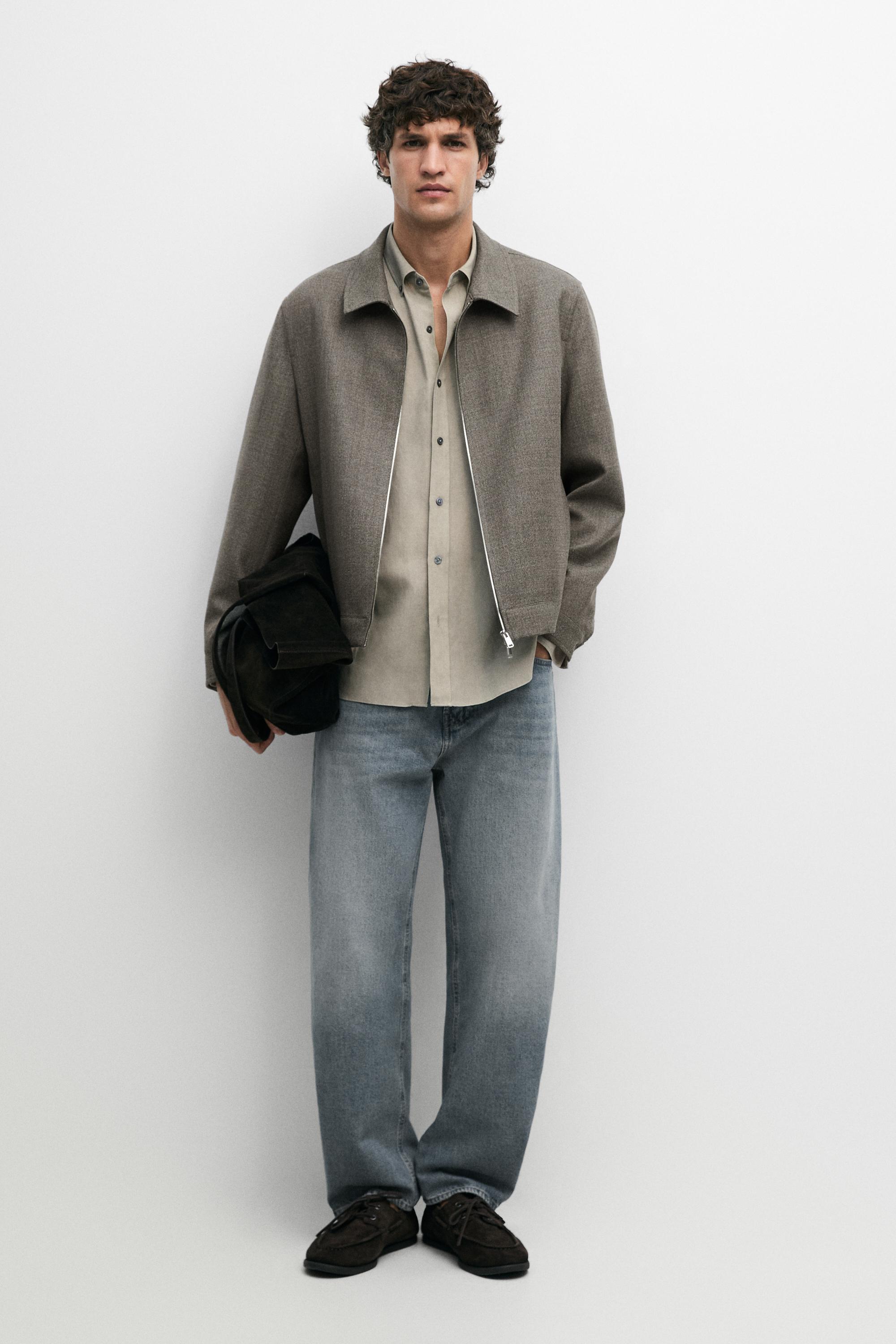 100% wool structured jacket — Greyish green