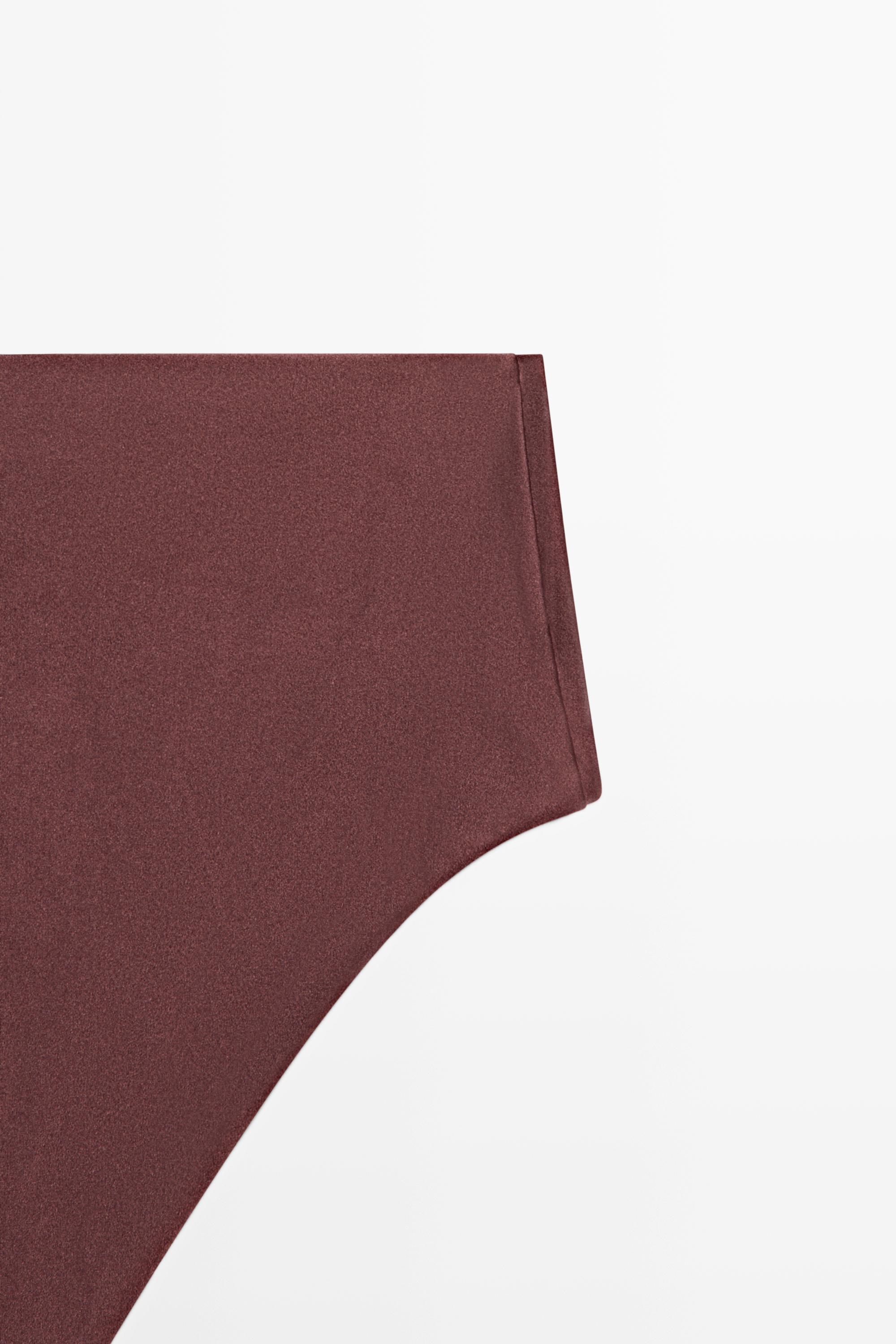 Shimmery high-waist bikini bottoms — BROWN