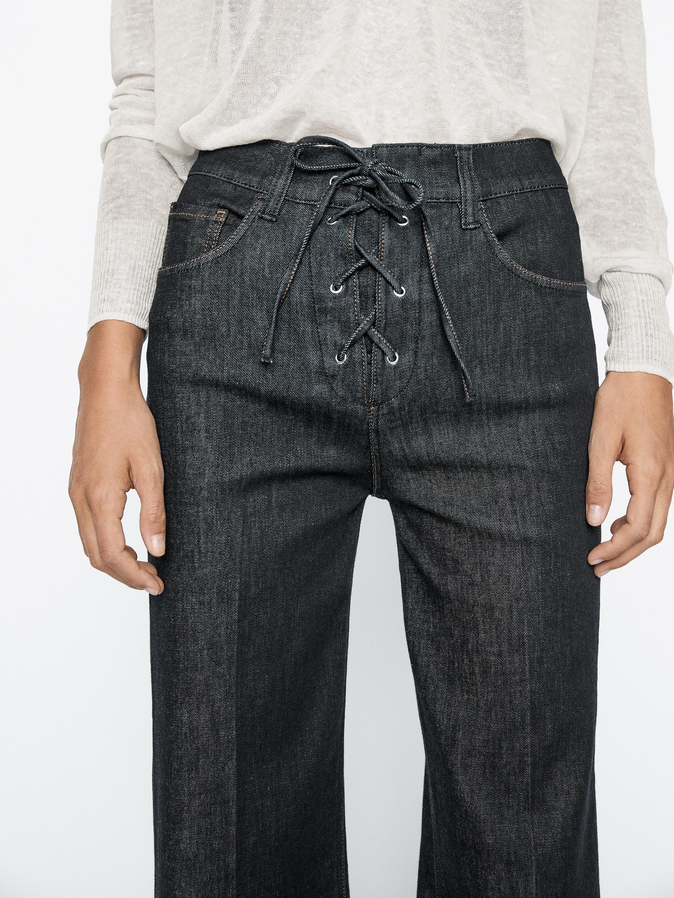 Flared high-waist jeans · Blue · Dressy | Massimo Dutti