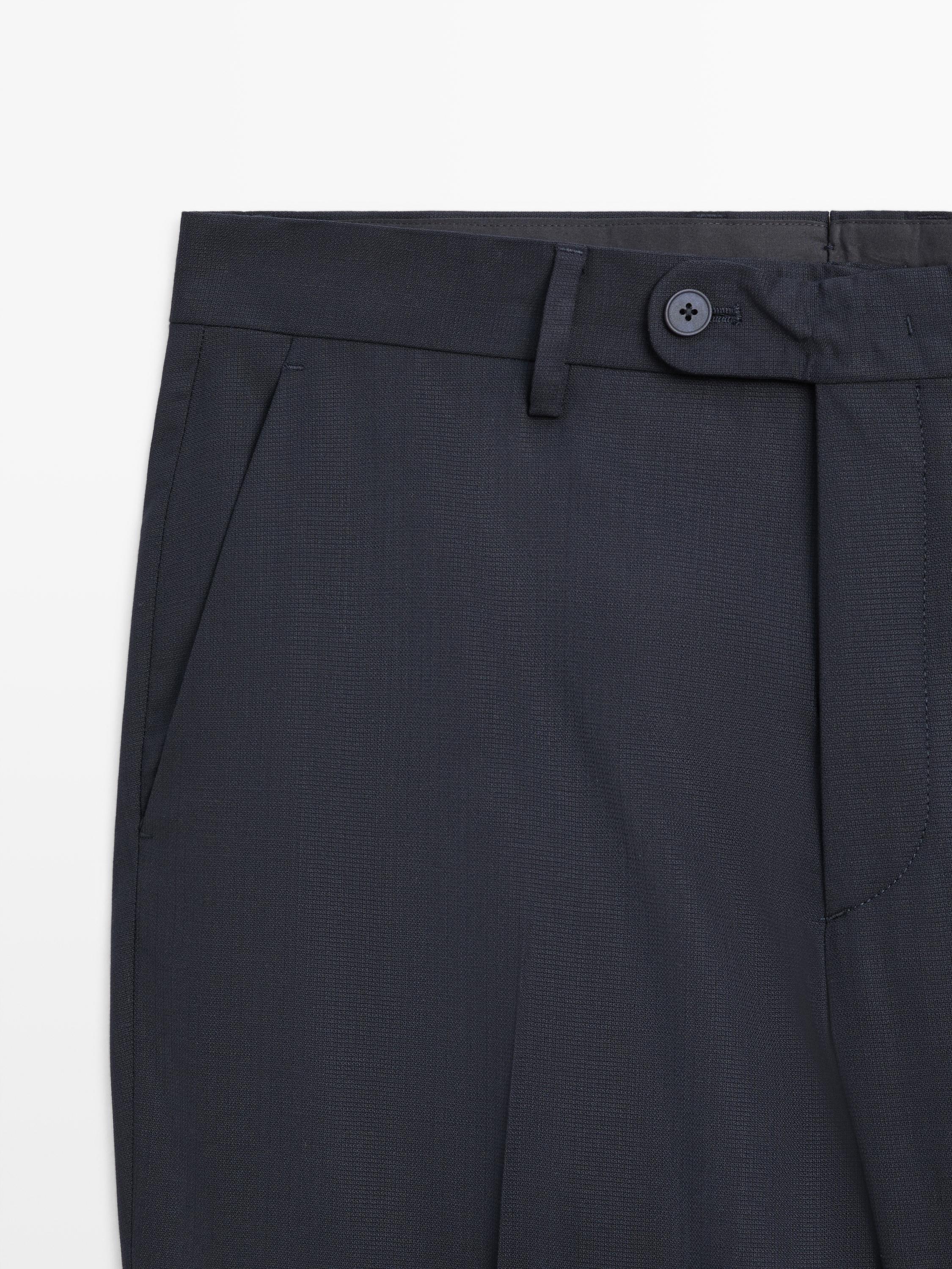 Cool wool blend suit trousers — NAVY BLUE