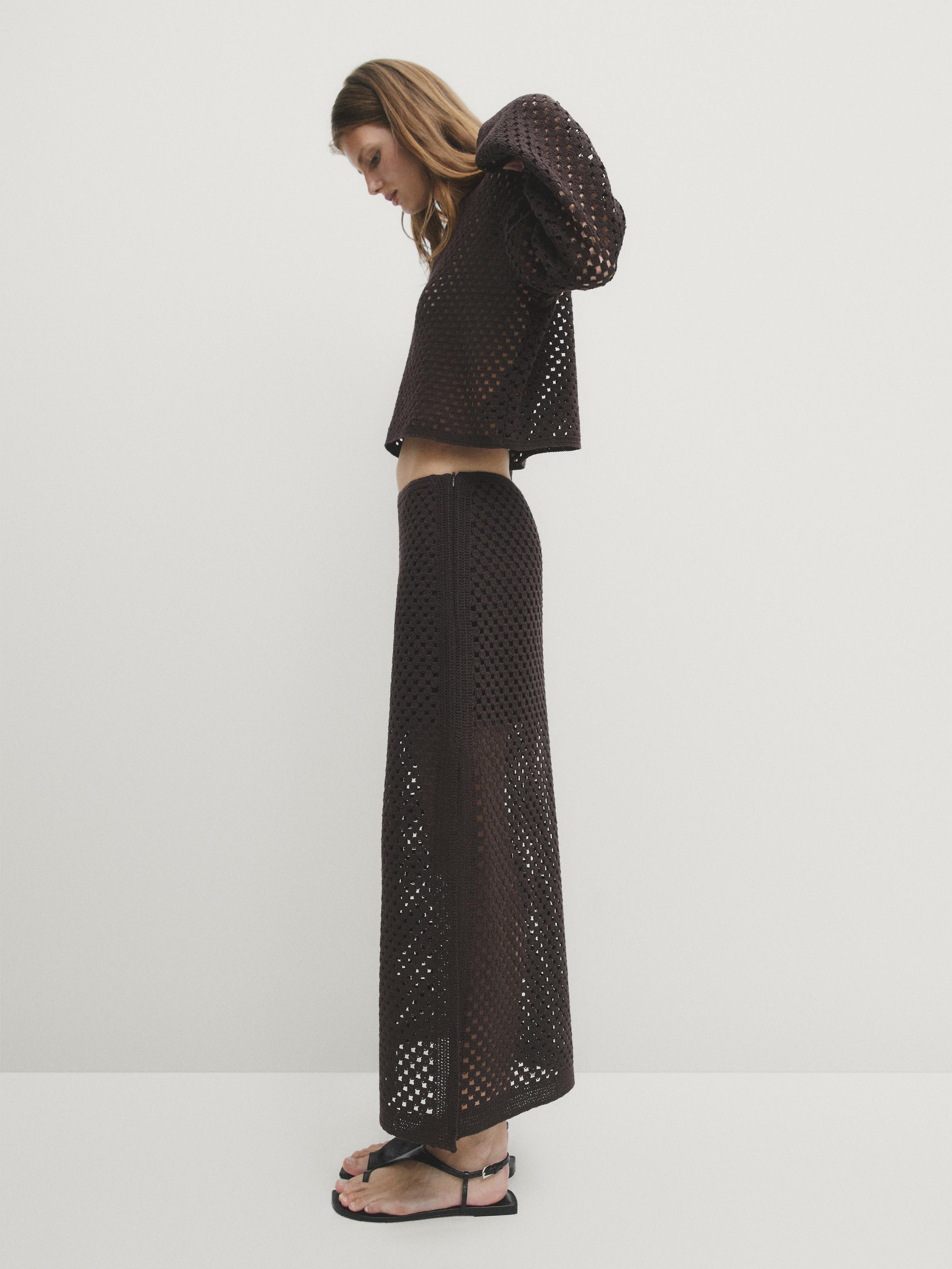 Jupe en crochet de coton mélangé