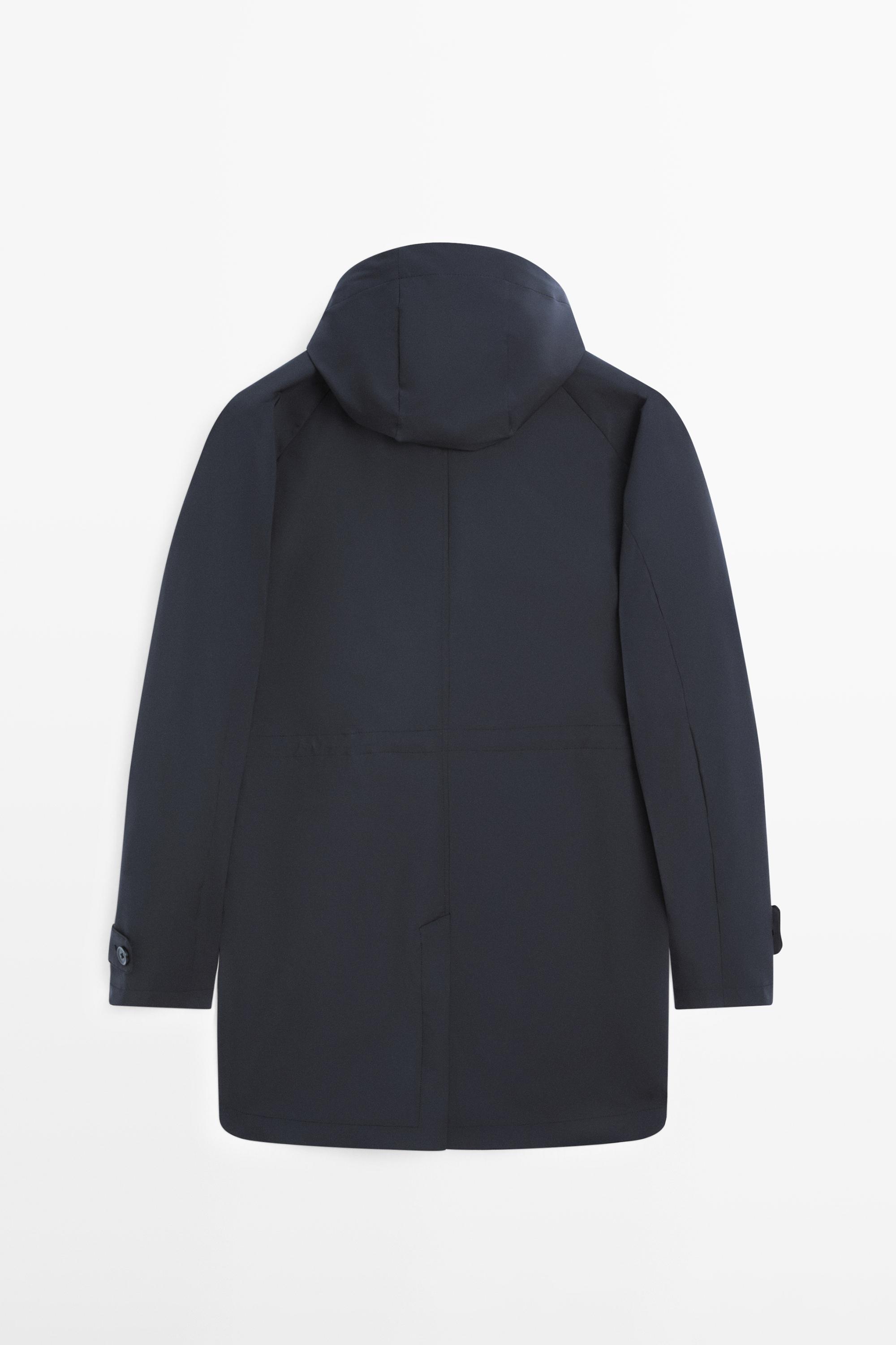 Long hooded parka — NAVY BLUE