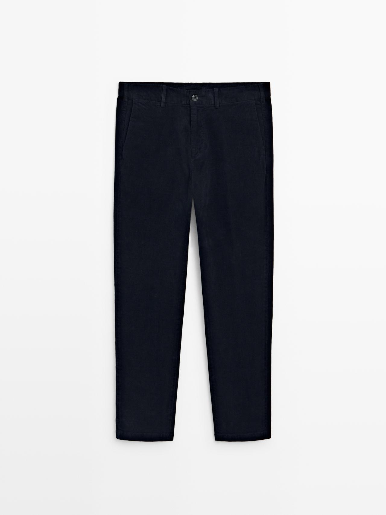 Massimo Dutti - Herre - Slim Fit Bukser I Jernbanefløjl - Marineblå - 44