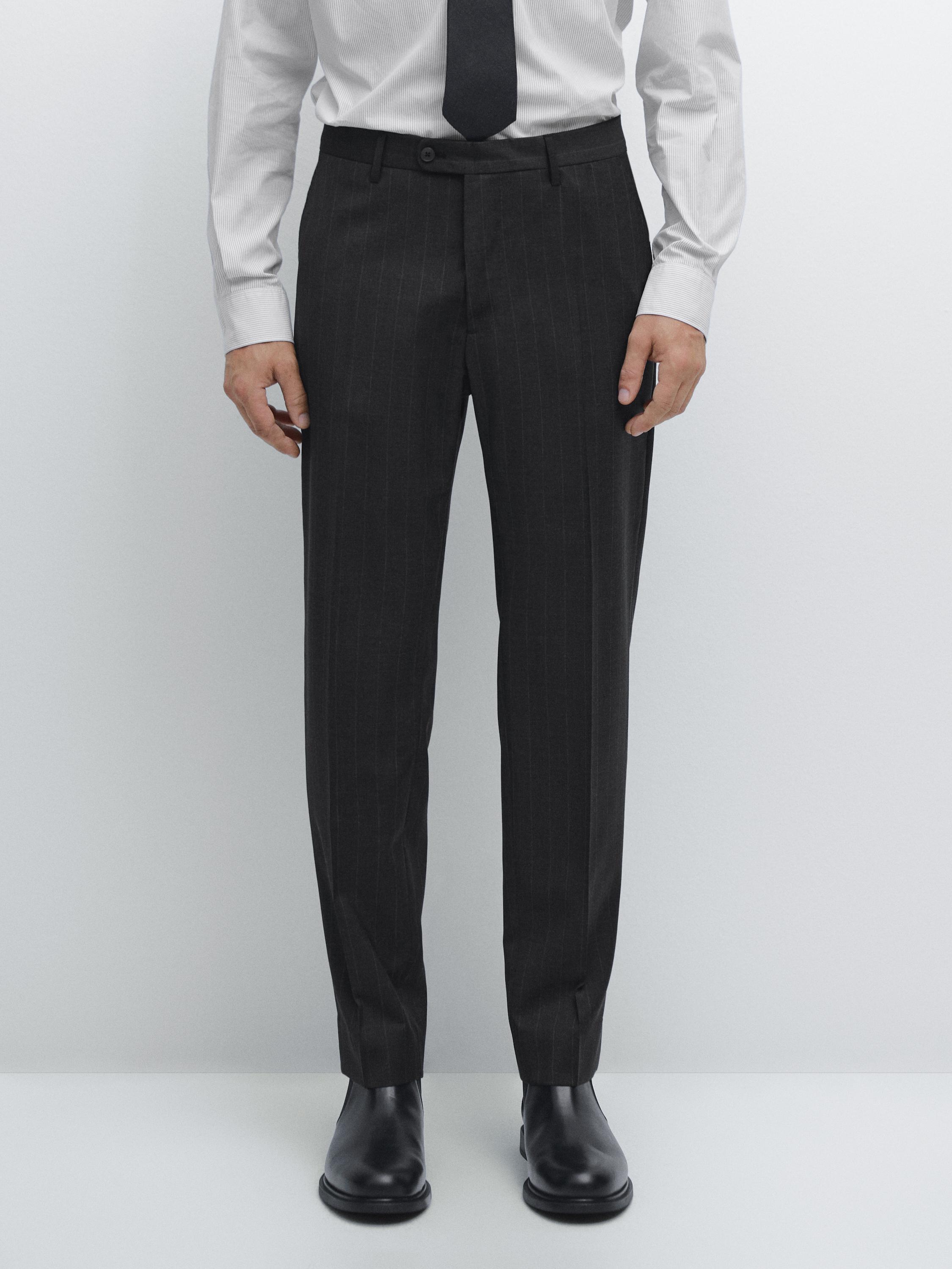 Pinstriped suit trousers