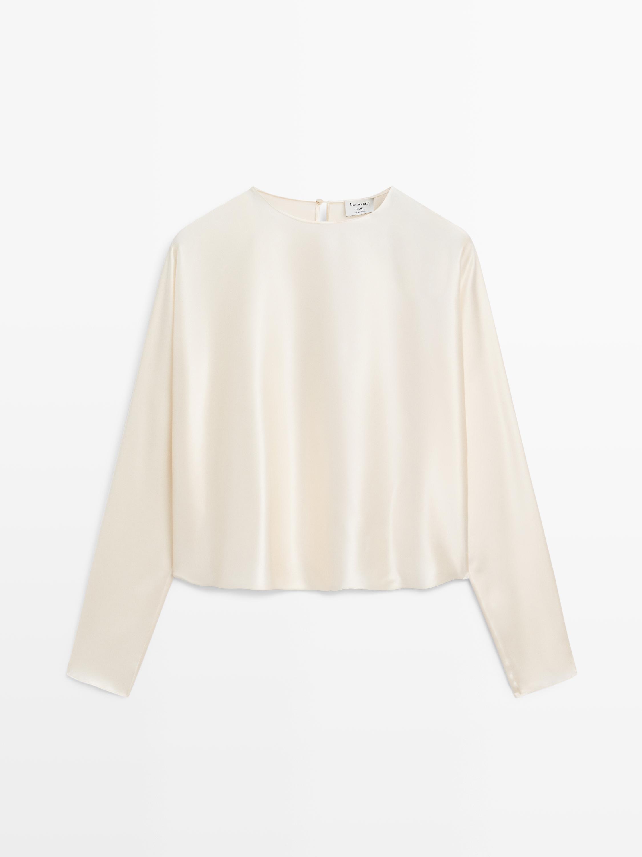 100% silk short batwing sleeve blouse - STUDIO