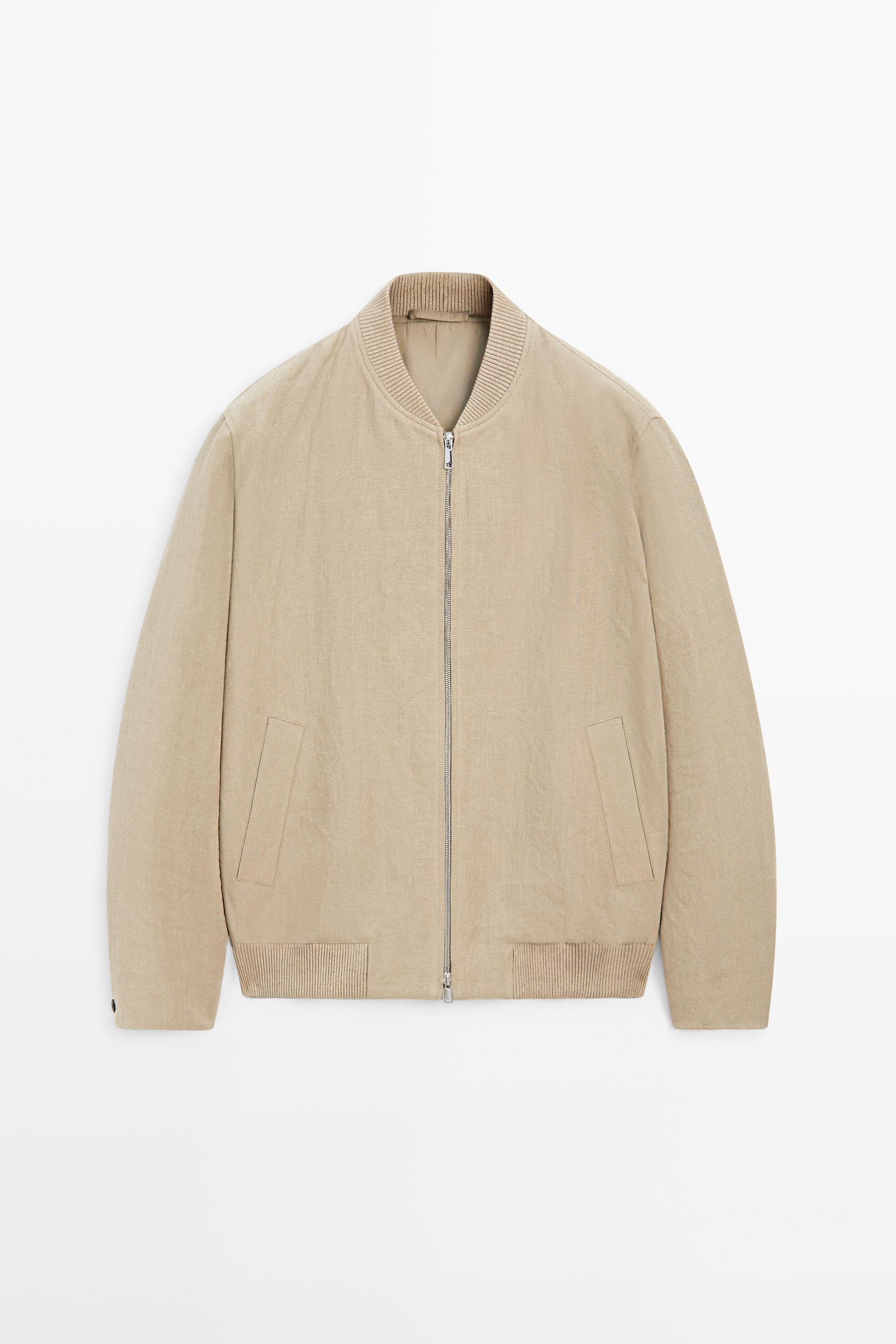 Linen bomber jacket — BEIGE