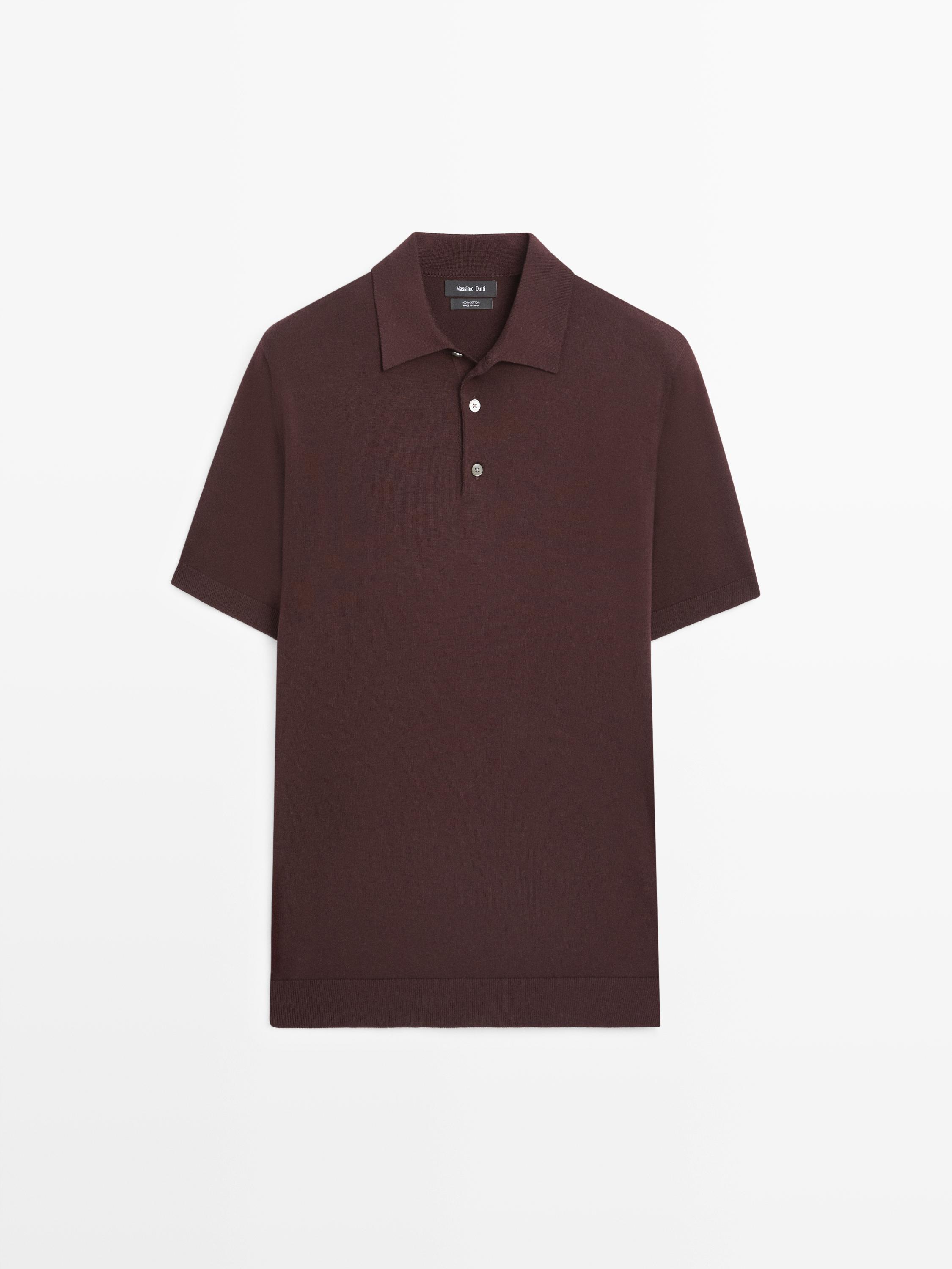 100% cotton knit polo shirt — BURGUNDY