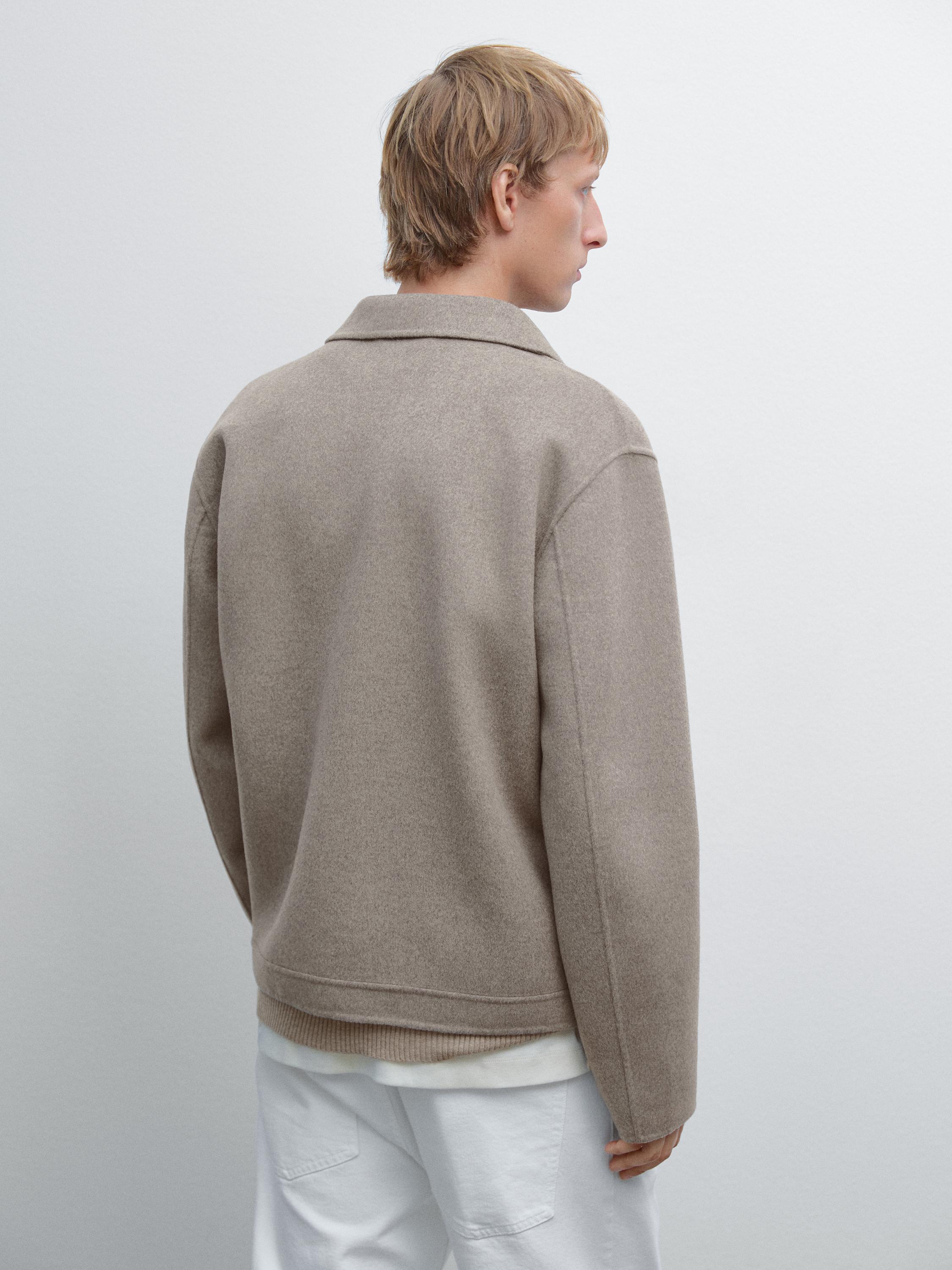 Double wool blend zip-up jacket