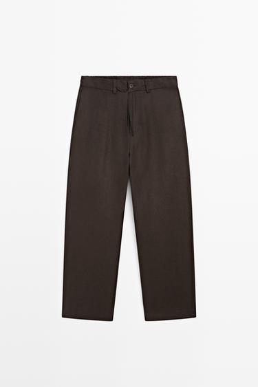 100% linen total look pants — BROWN 2