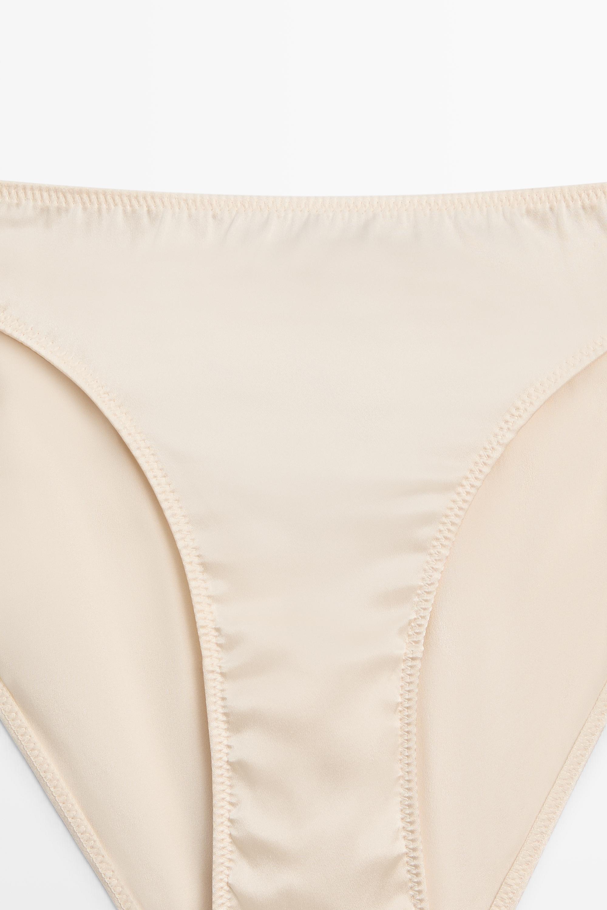 Satin silk blend briefs — CREAM