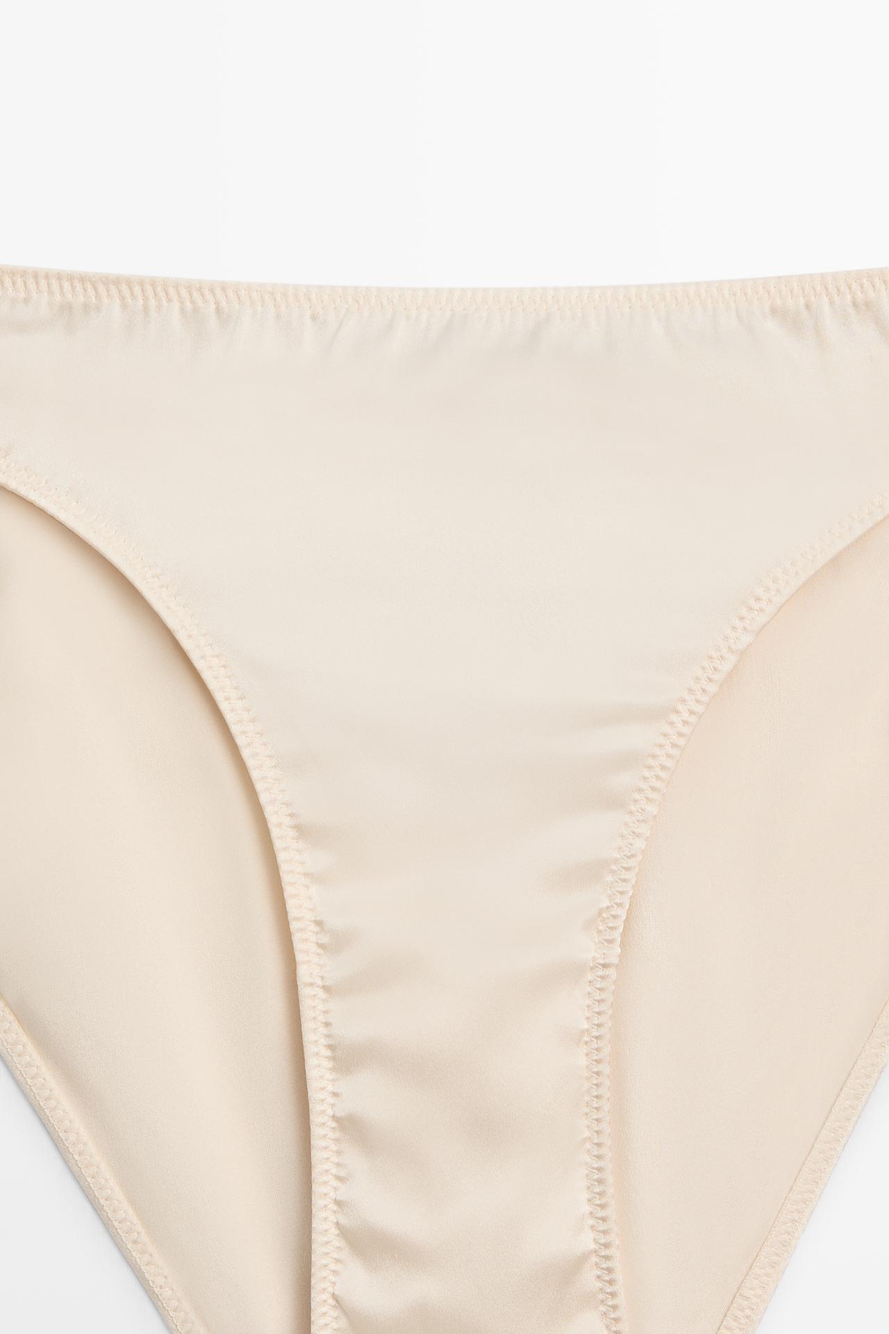 Satin silk blend briefs — CREAM
