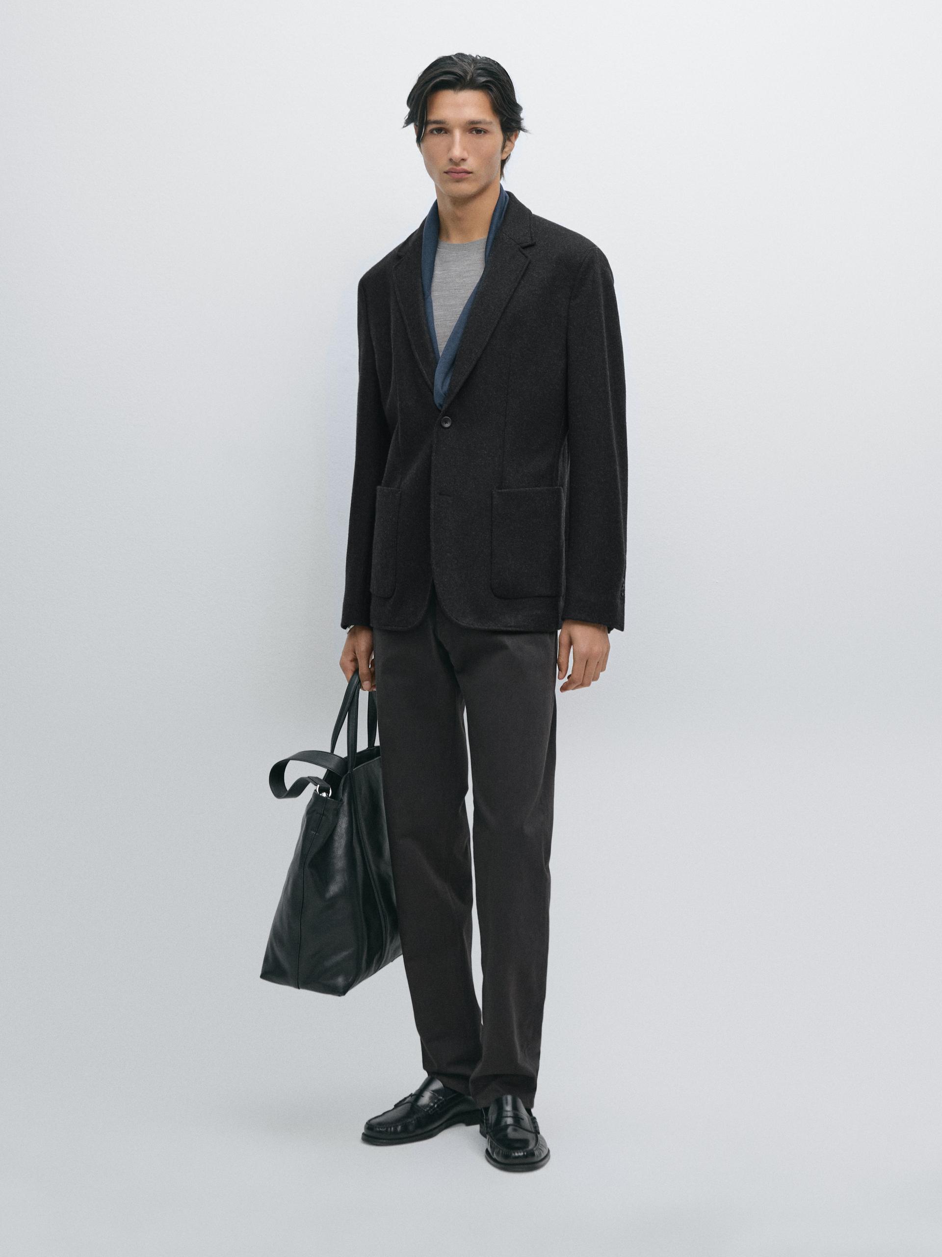 Pantalon Slim Fit Imitation Jean - Bleu Marine - 34 - Massimo Dutti - Homme