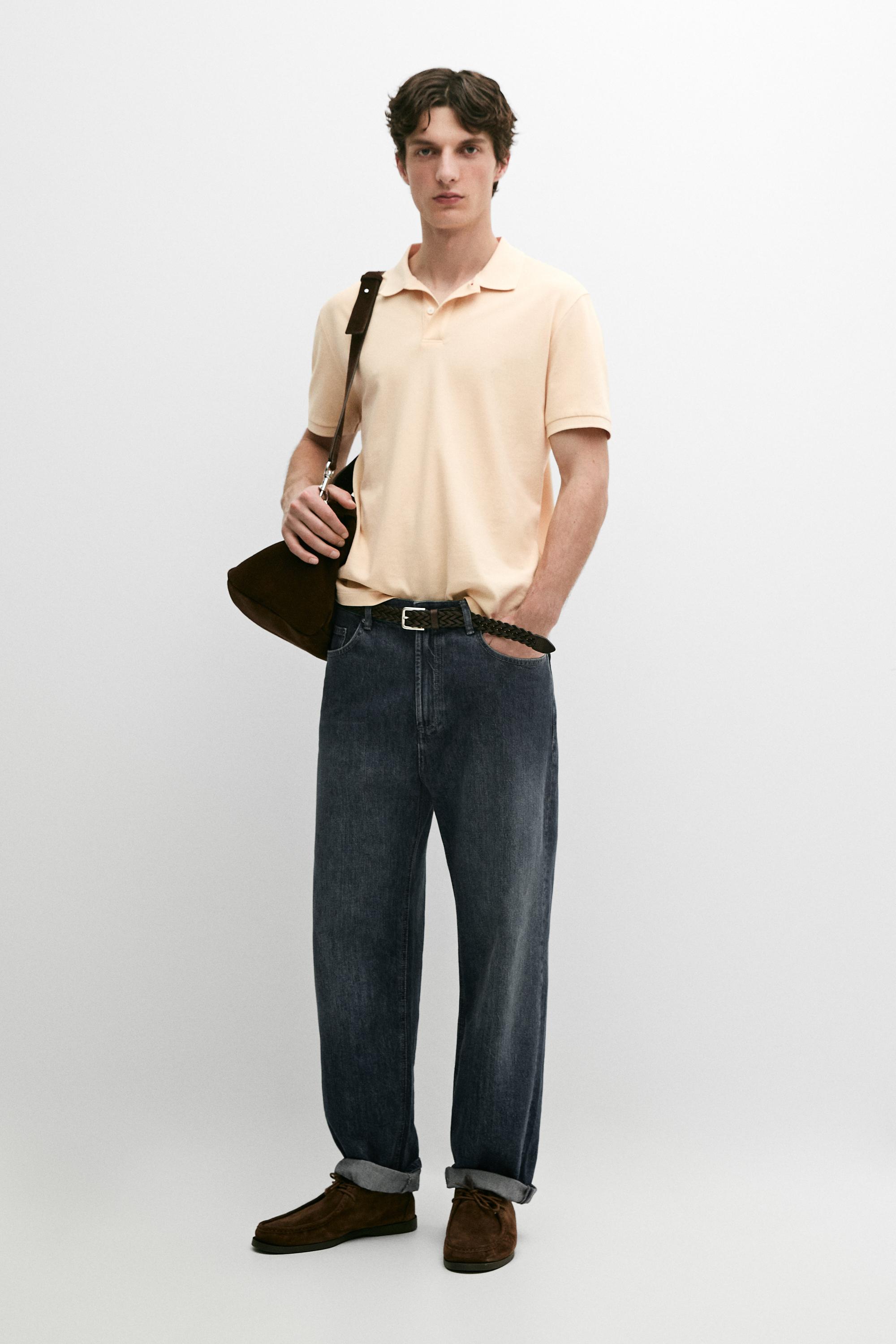 Micro-textured cotton piqué polo shirt — Vanilla