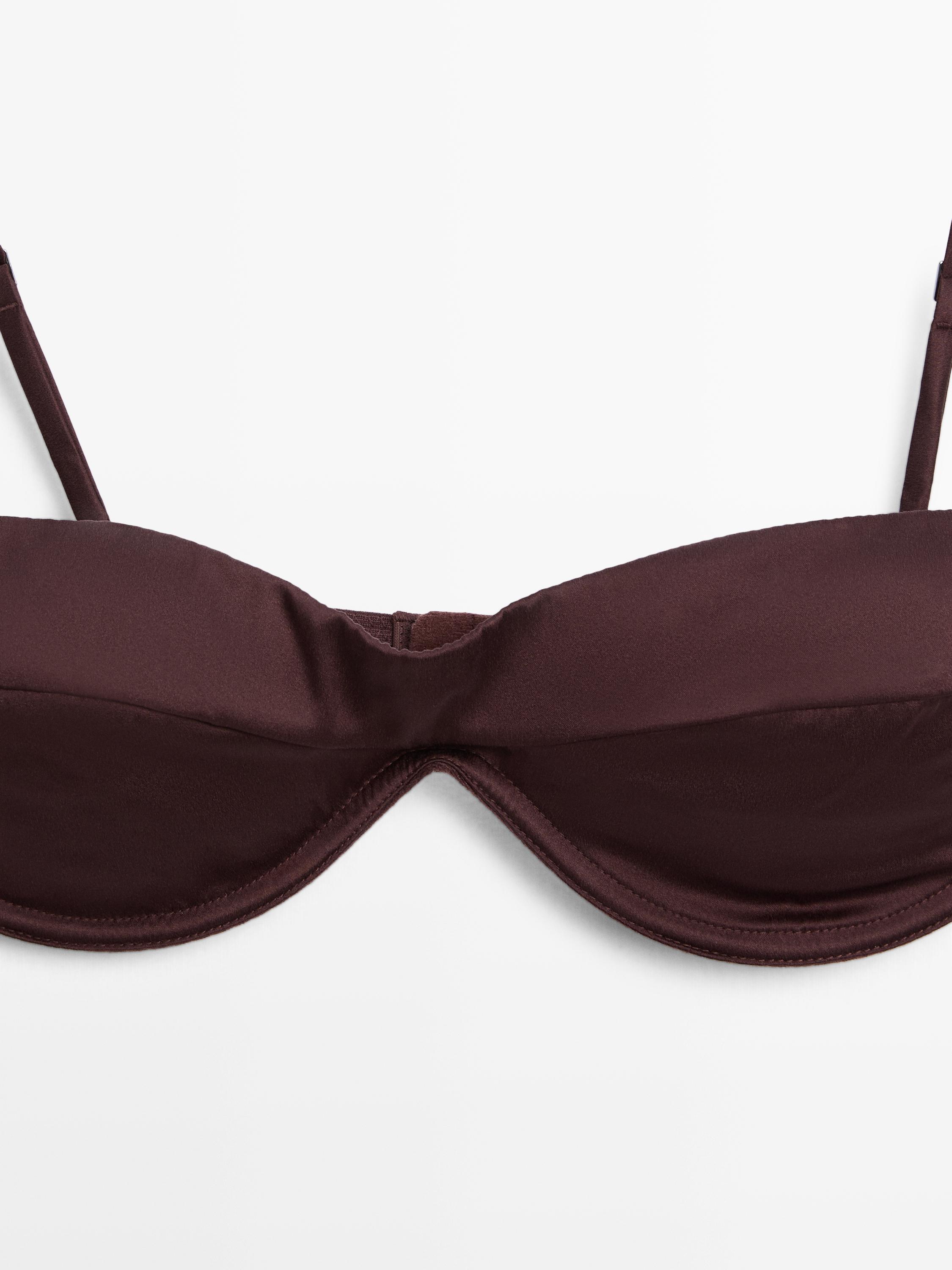 Bandeau top with underwire and seam detail — BROWN