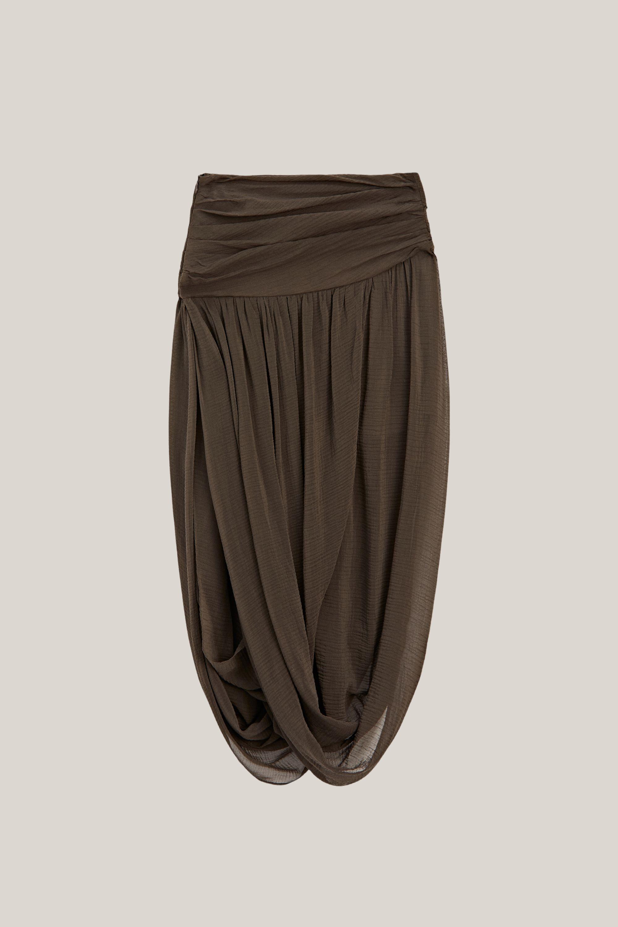 Suede leather flared trousers — BROWN