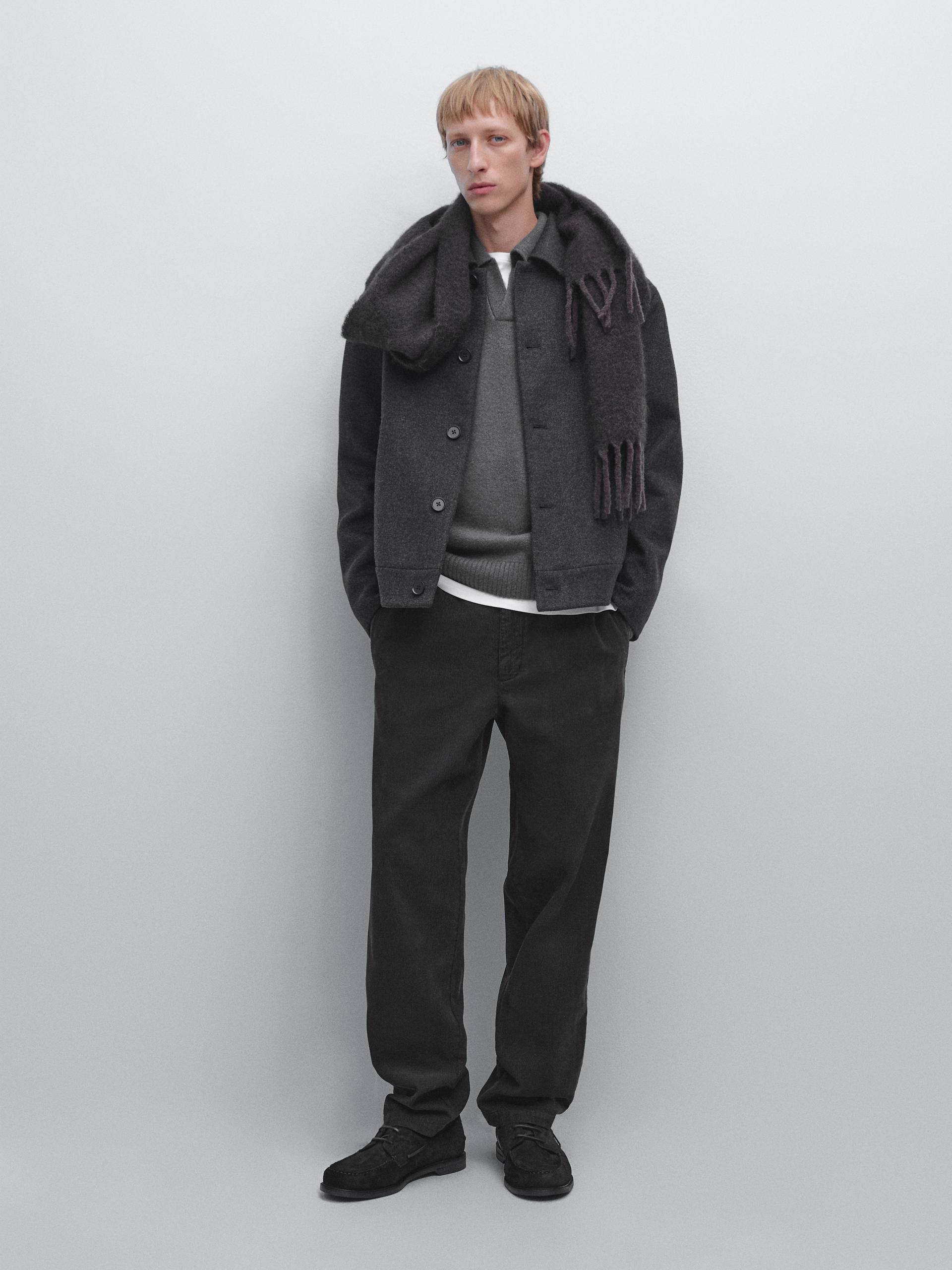 Giacca Corta In Misto Lana - Grigio Scuro - Xl - Massimo Dutti - Maschile
