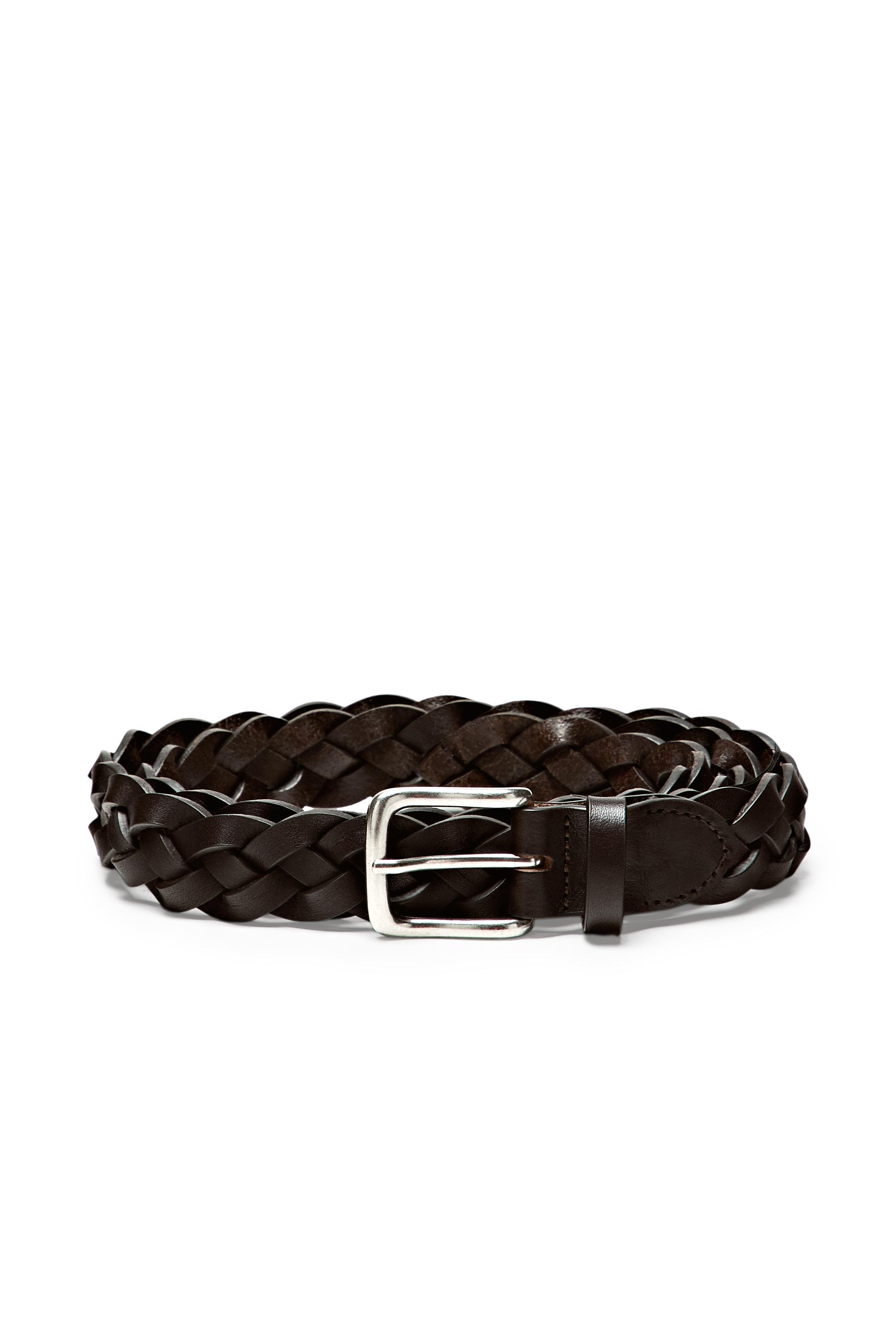 Braided nappa leather belt — BROWN