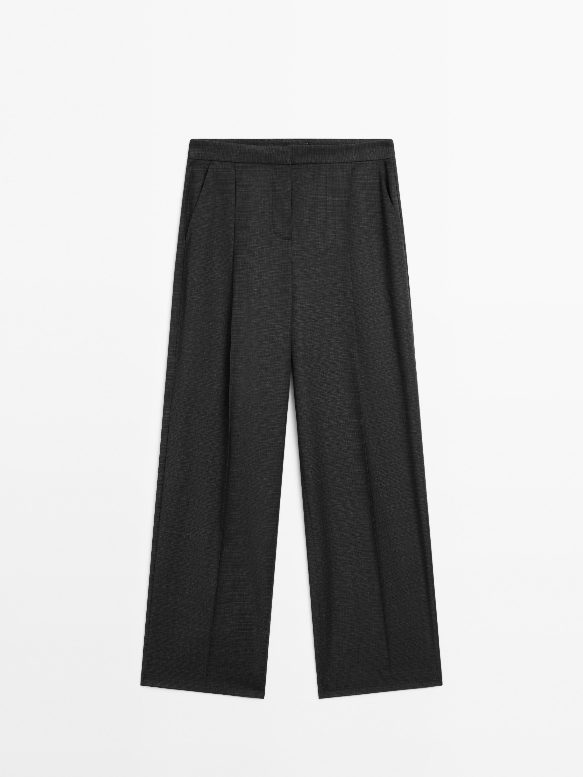 Wool blend darted trousers