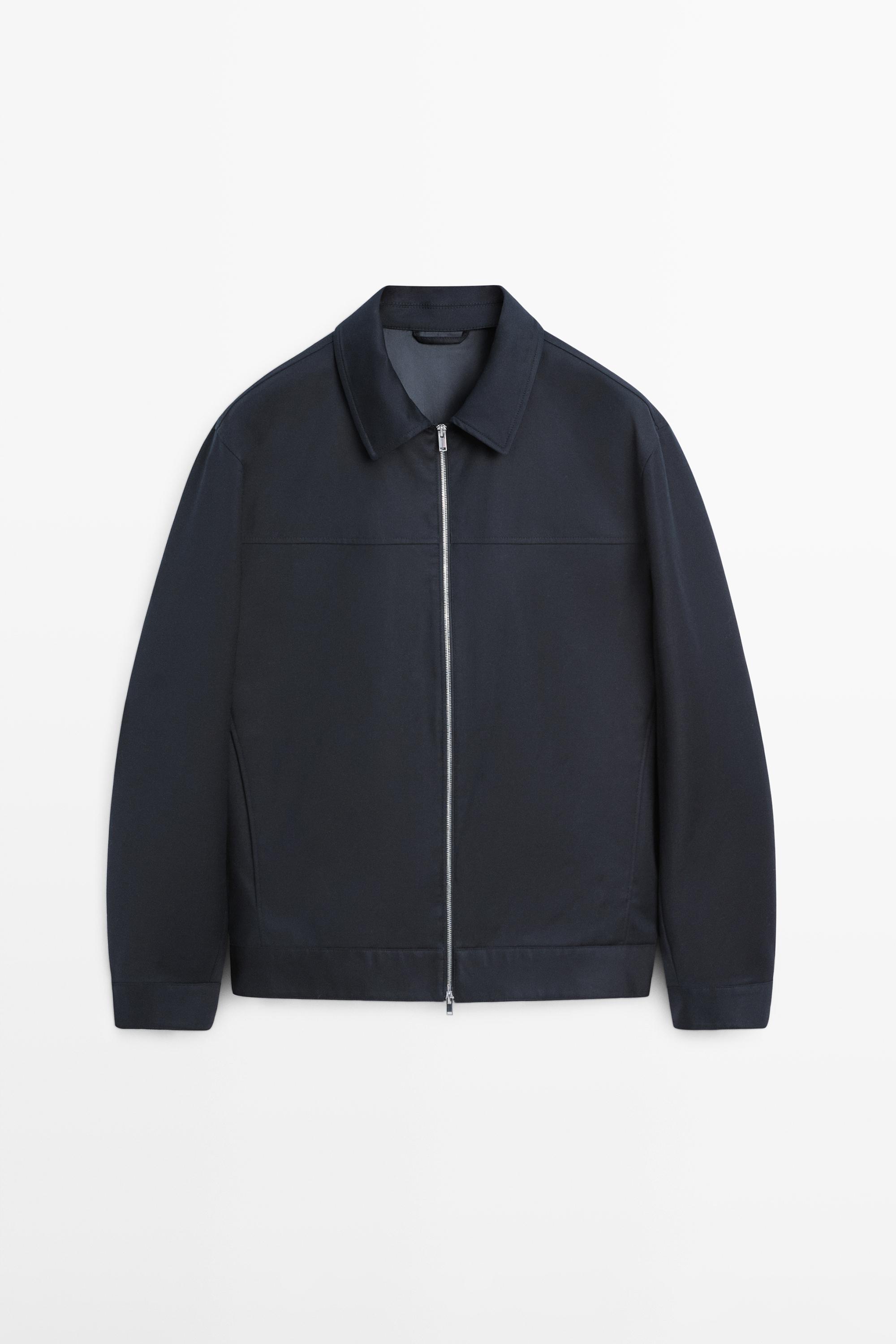 Cotton blend jacket — NAVY BLUE