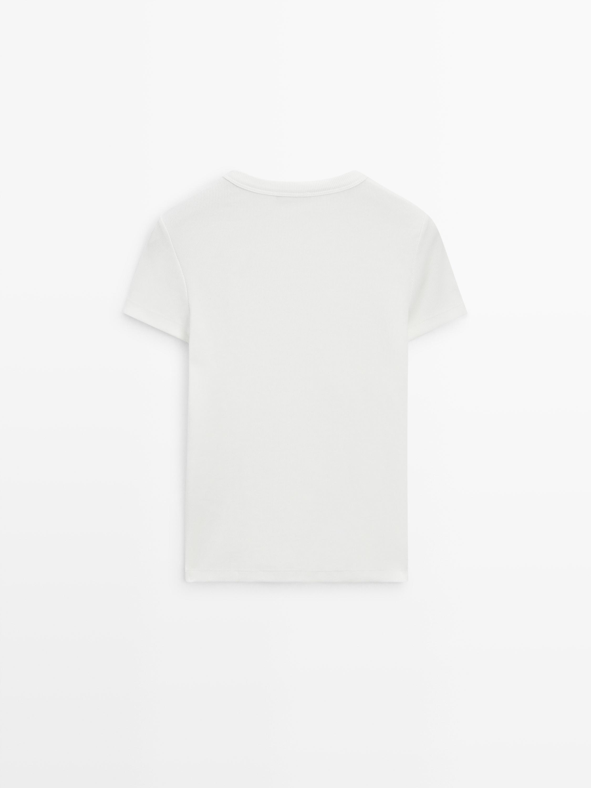 Ribbed heavy weight short sleeve T-shirt — Off white