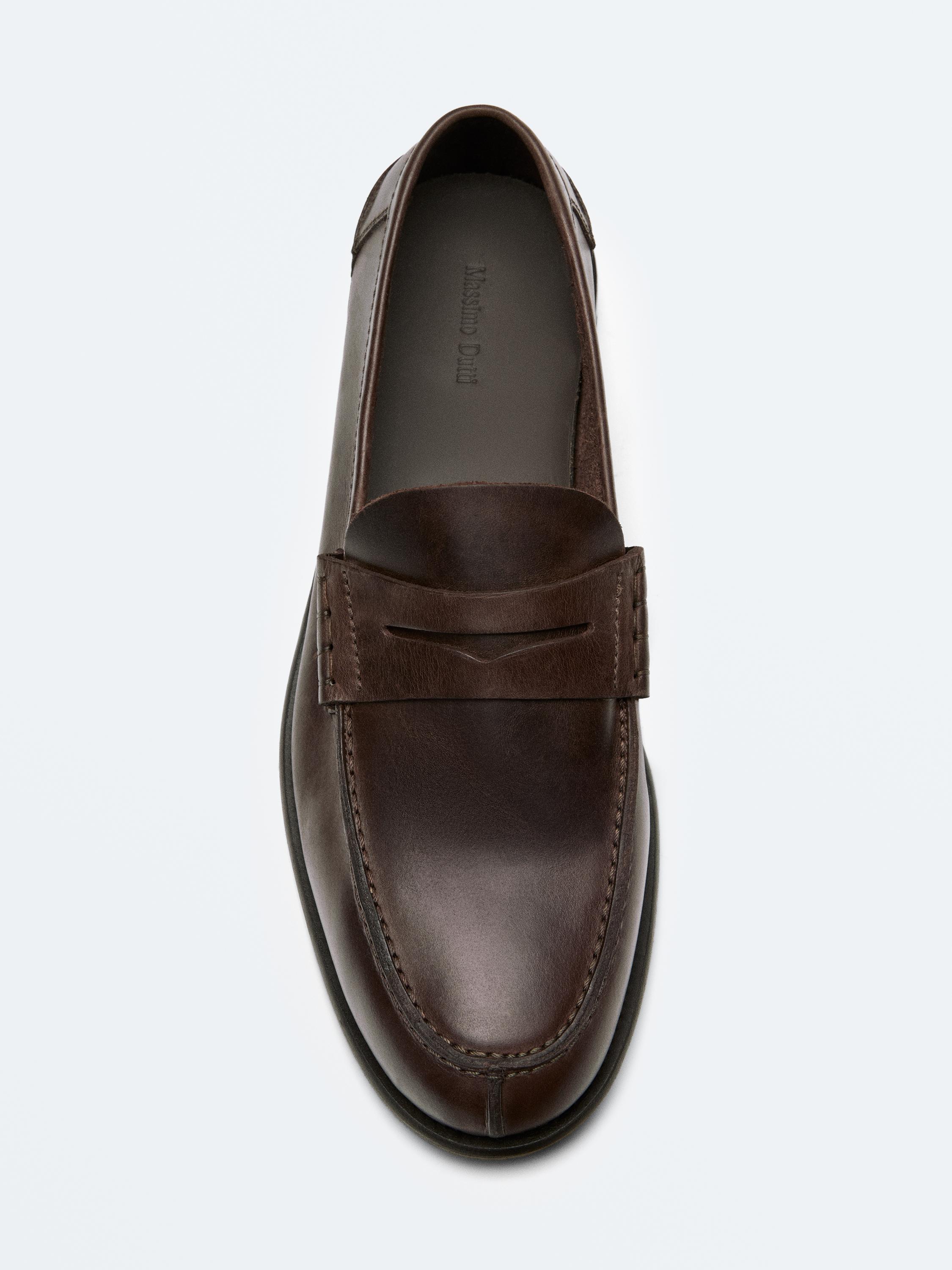Leather loafers with penny strap — TAN