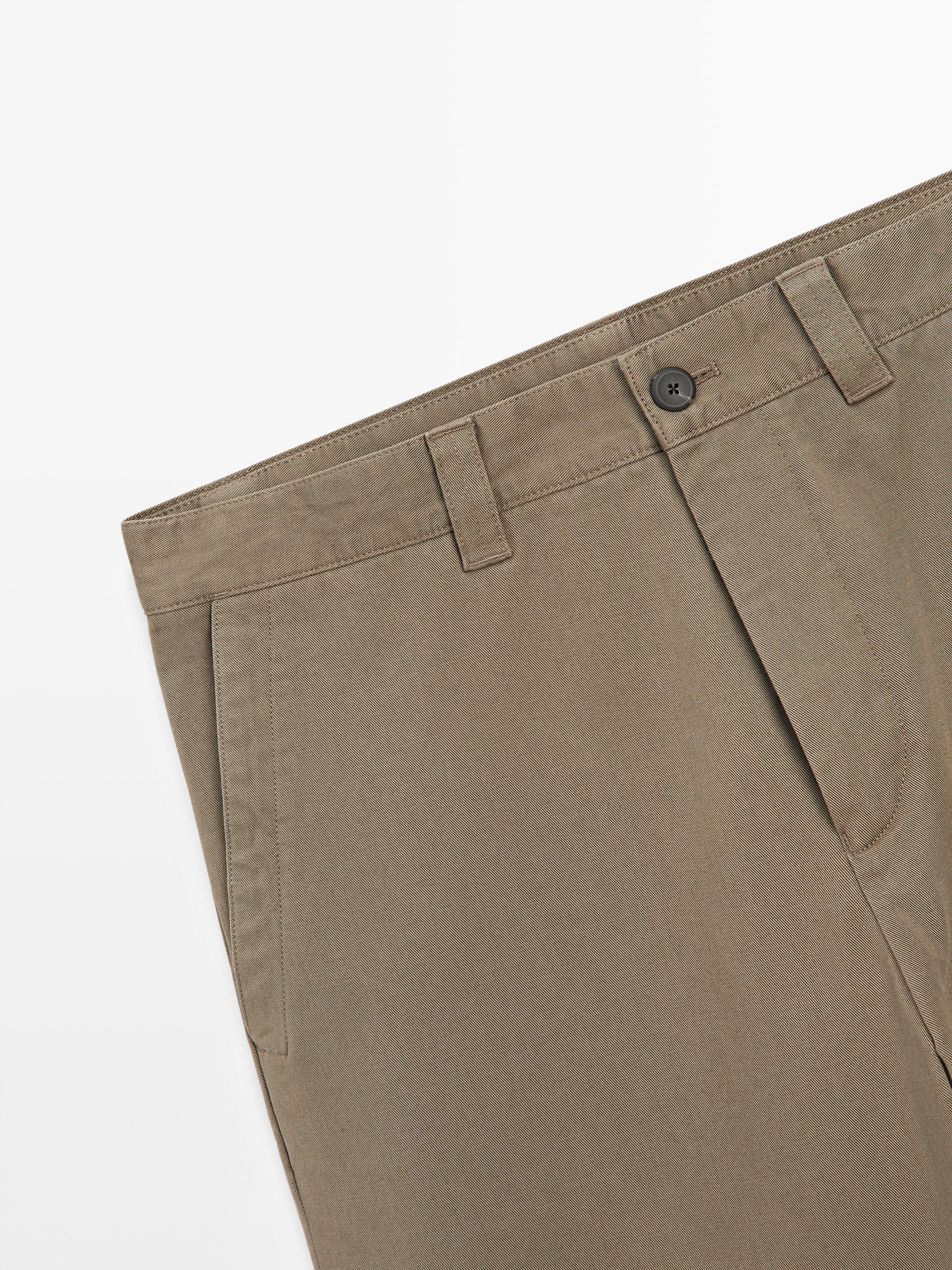 Relaxed fit cotton trousers — MINK